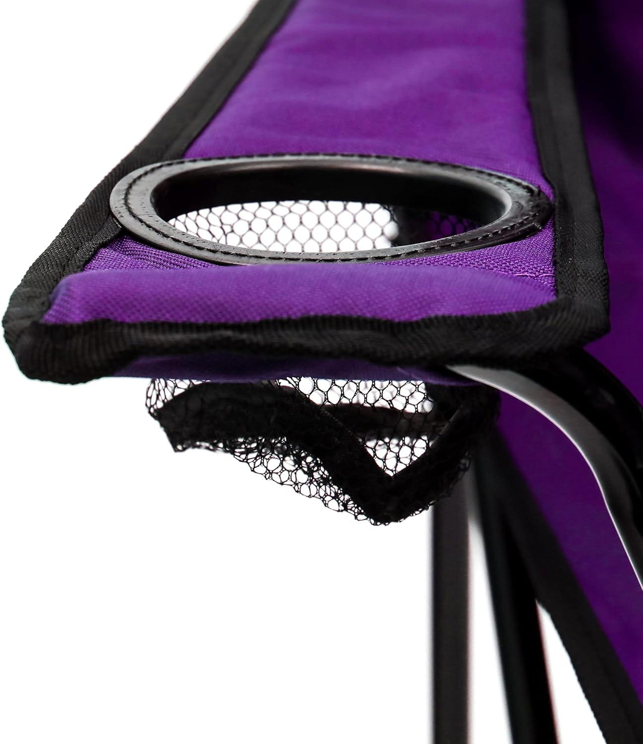 Purple Folding Steel and Polyester Camping Chair with Arms