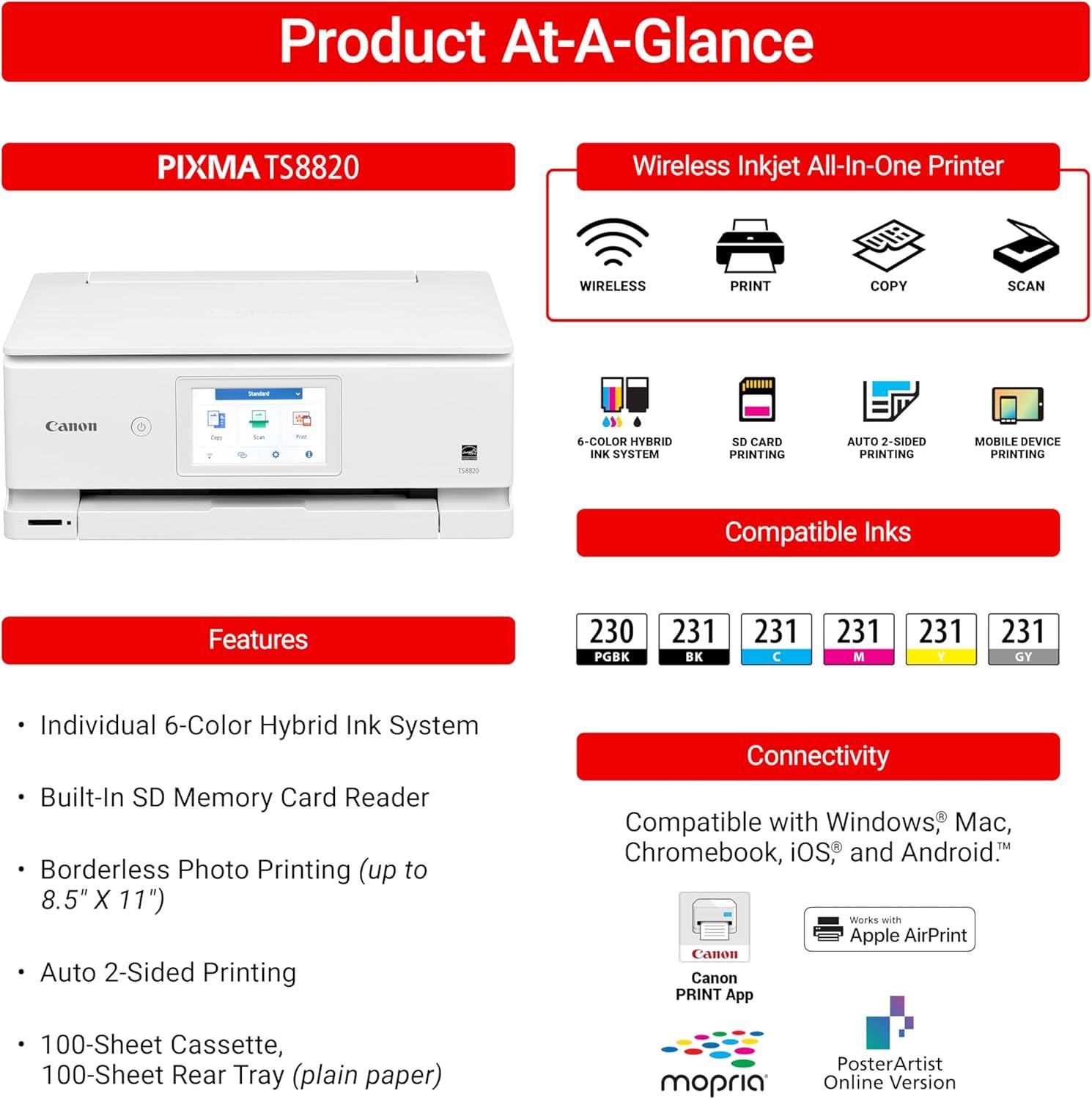 Canon PIXMA TS8820 – Wireless Home All-in-One Printer