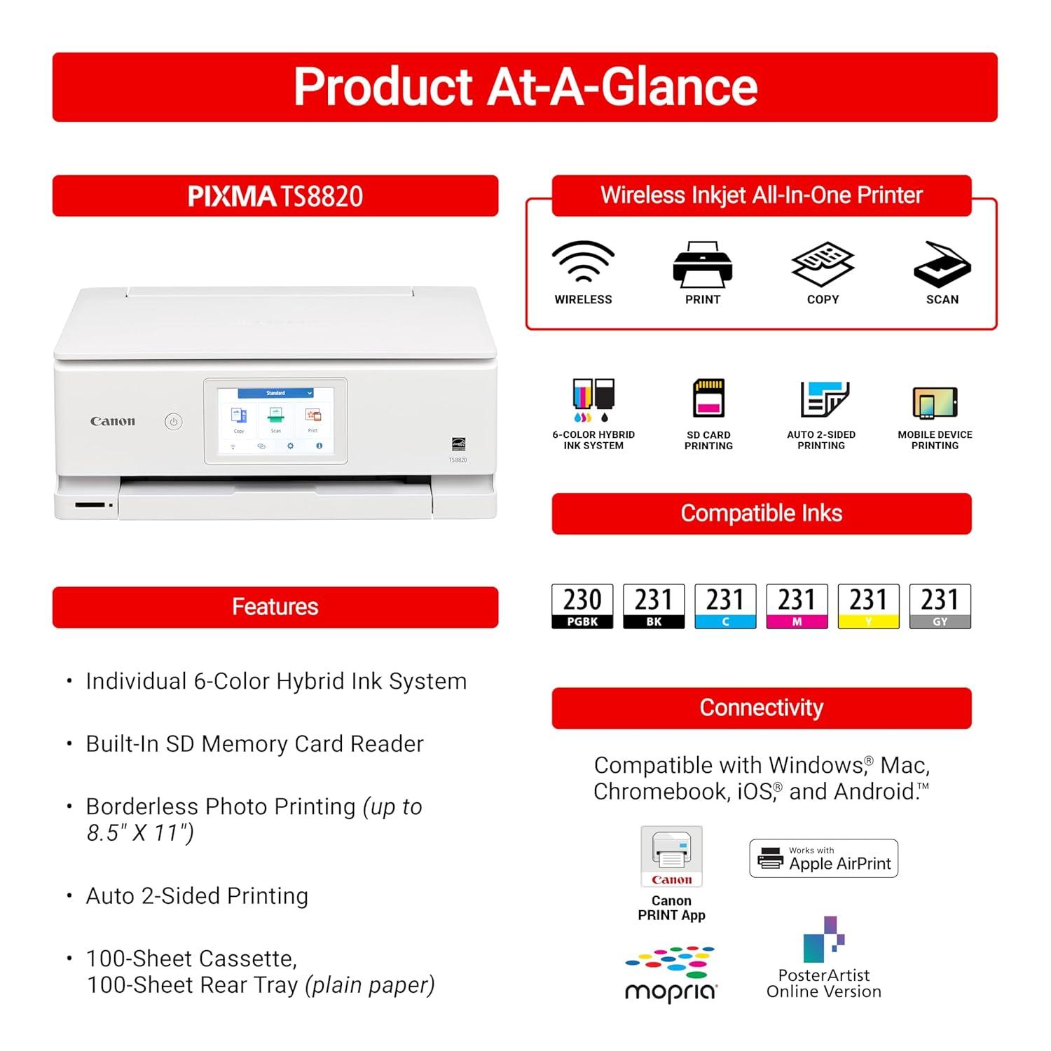 Canon PIXMA TS8820 – Wireless Home All-in-One Printer