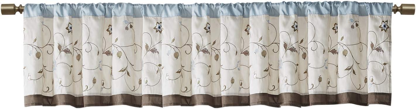 Serene Floral Embroidered 50'' W Window Valance