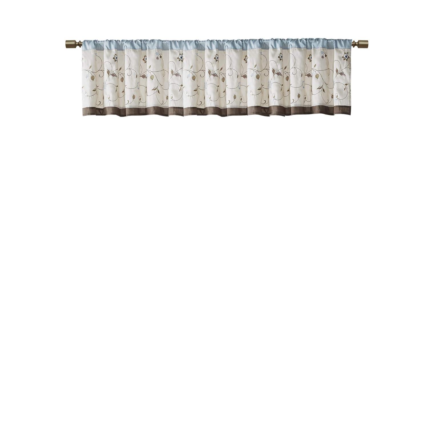Madison Park Serene Floral Embroidered 50'' W Single Window Valance