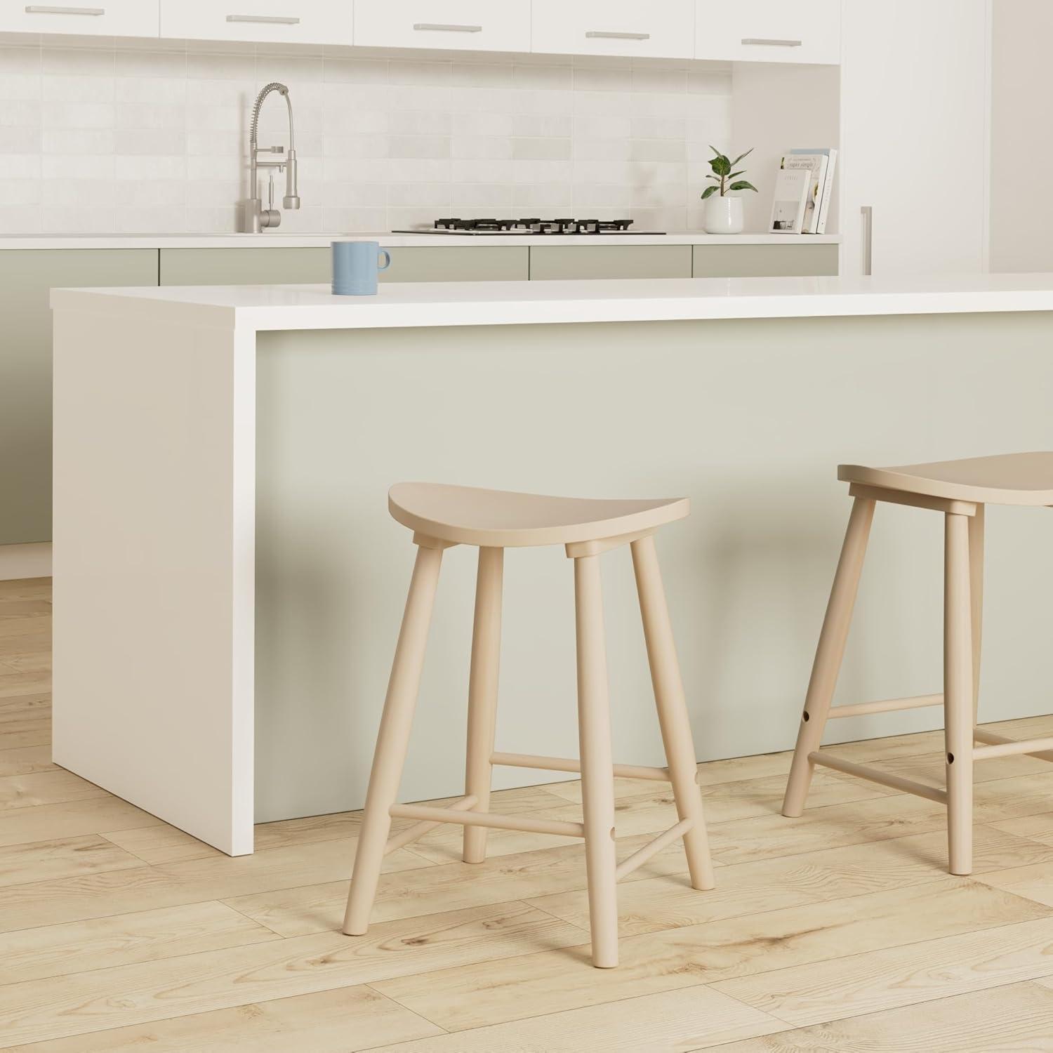 Maven Lane Luna Counter Stool in Light Oak Wood Finish