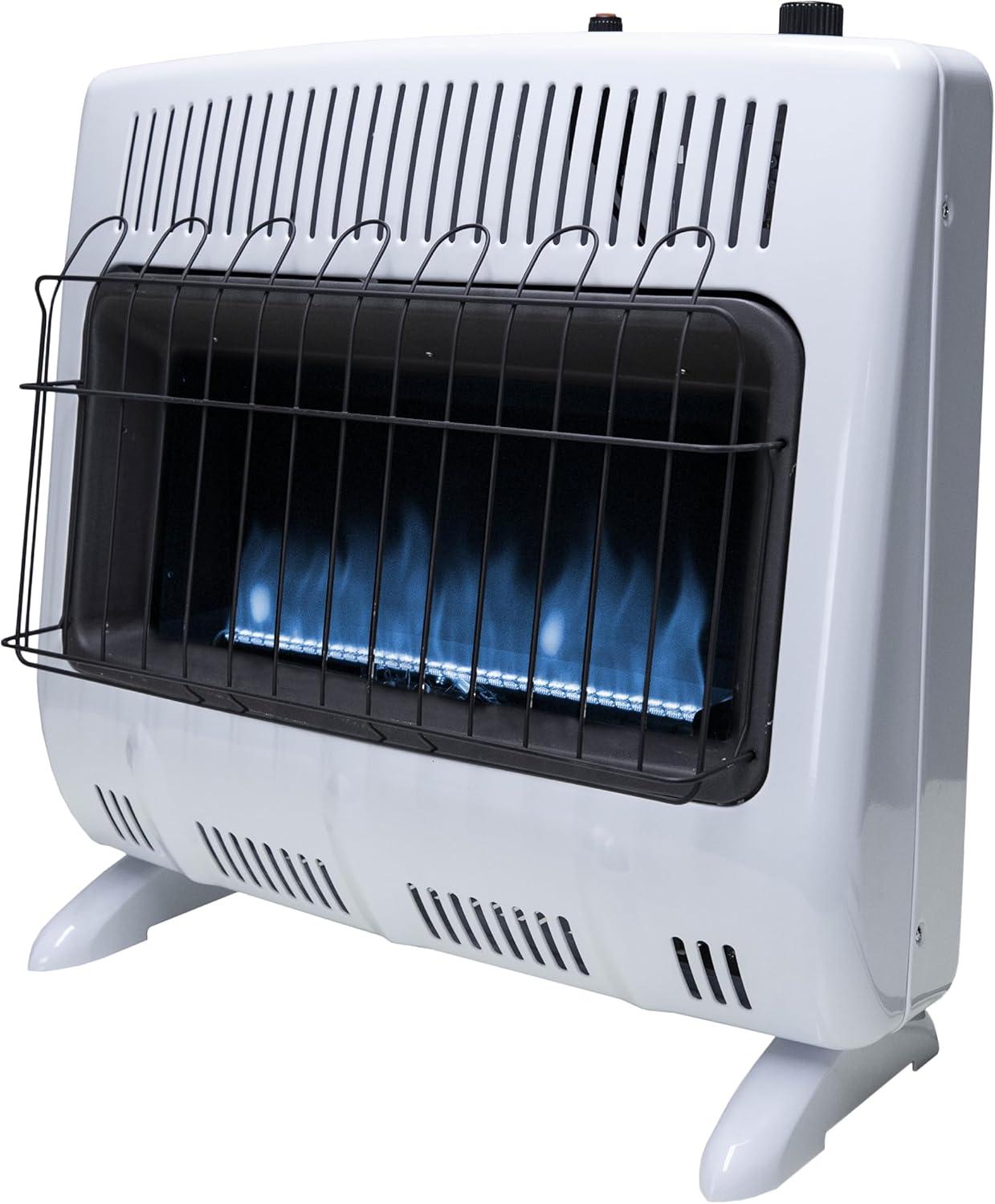 White 30,000 BTU Blue Flame Vent Free Propane Heater