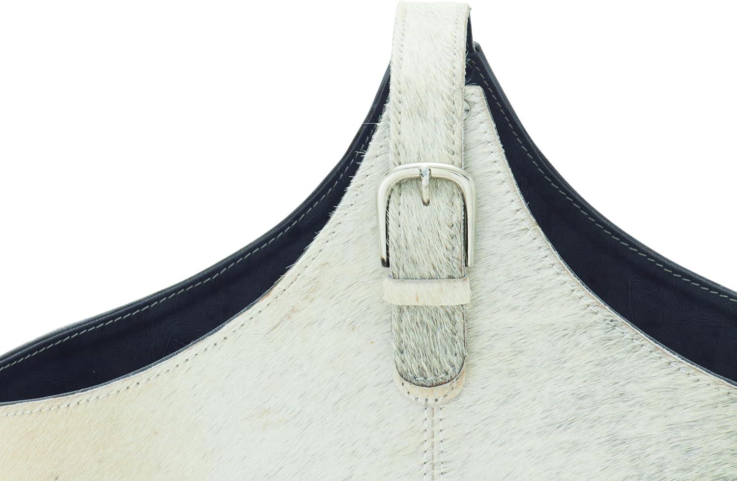 Millwood Pines Sandie Leather Handmade Wood Decorative Magazine Holder with Detail Stitching and Curved Buckle Handles