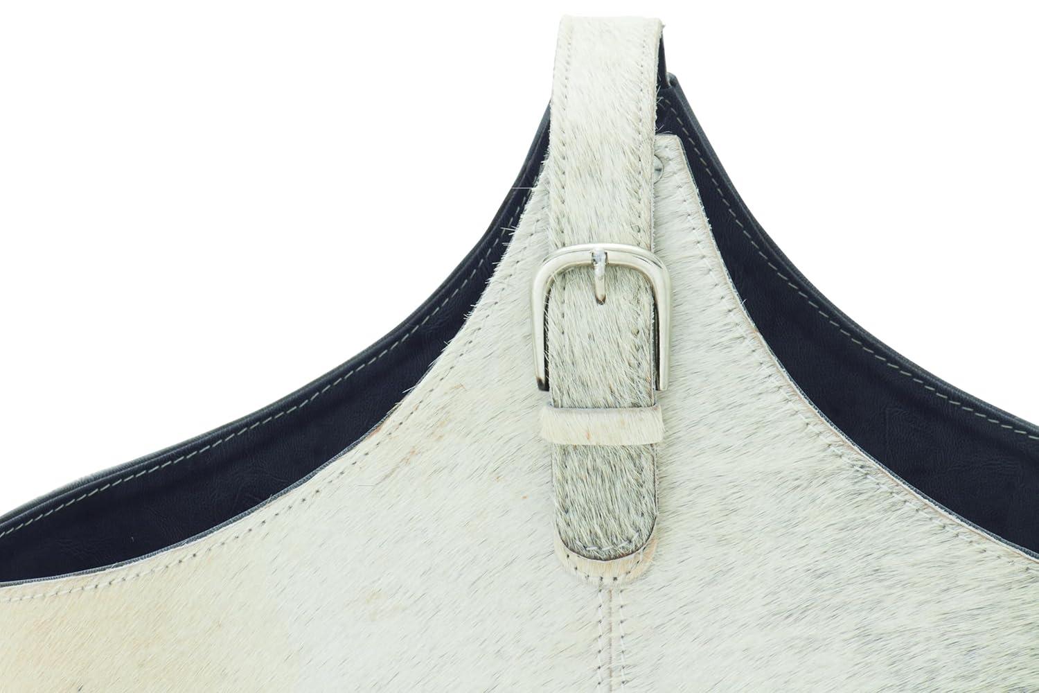 Millwood Pines Sandie Leather Handmade Wood Decorative Magazine Holder with Detail Stitching and Curved Buckle Handles