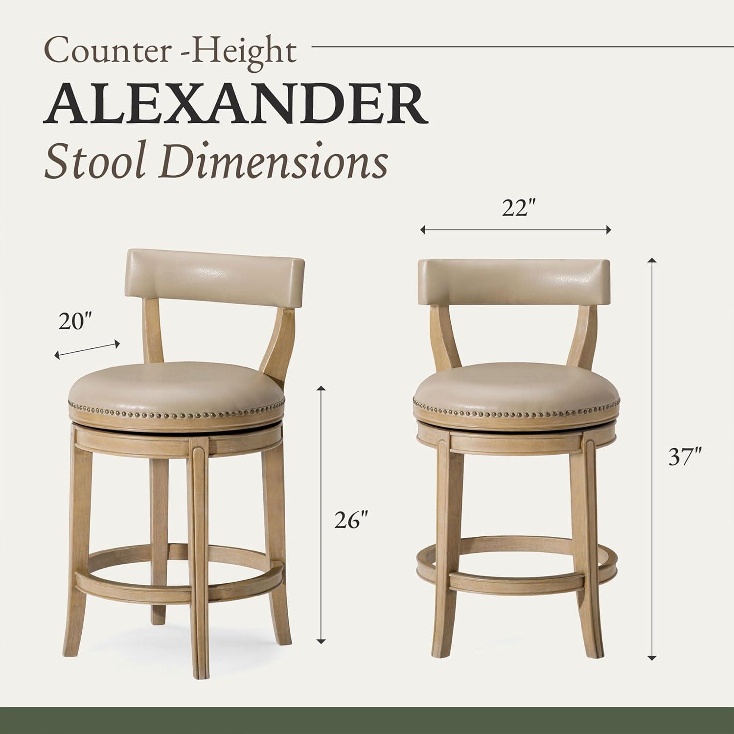 Maven Lane Alexander Counter Stool with Vegan Leather Upholstery