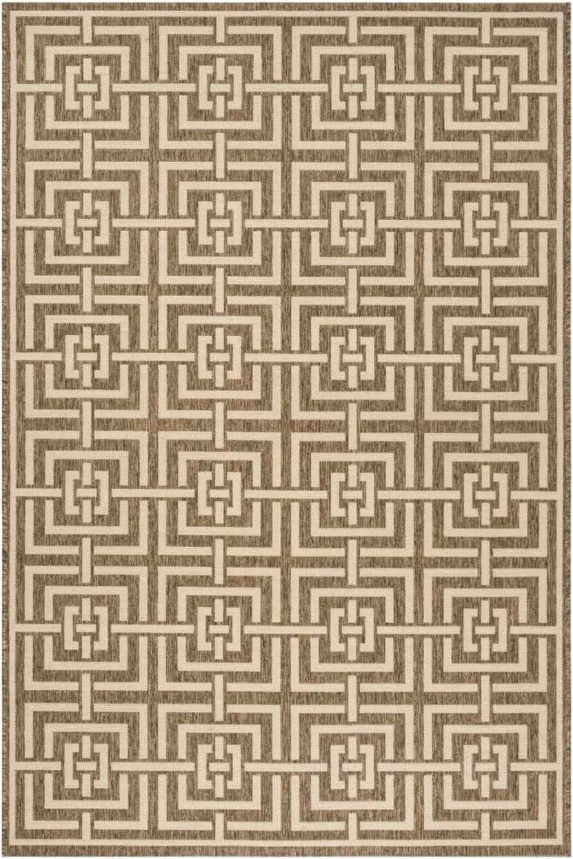 Beige and Cream Geometric Indoor/Outdoor Rug