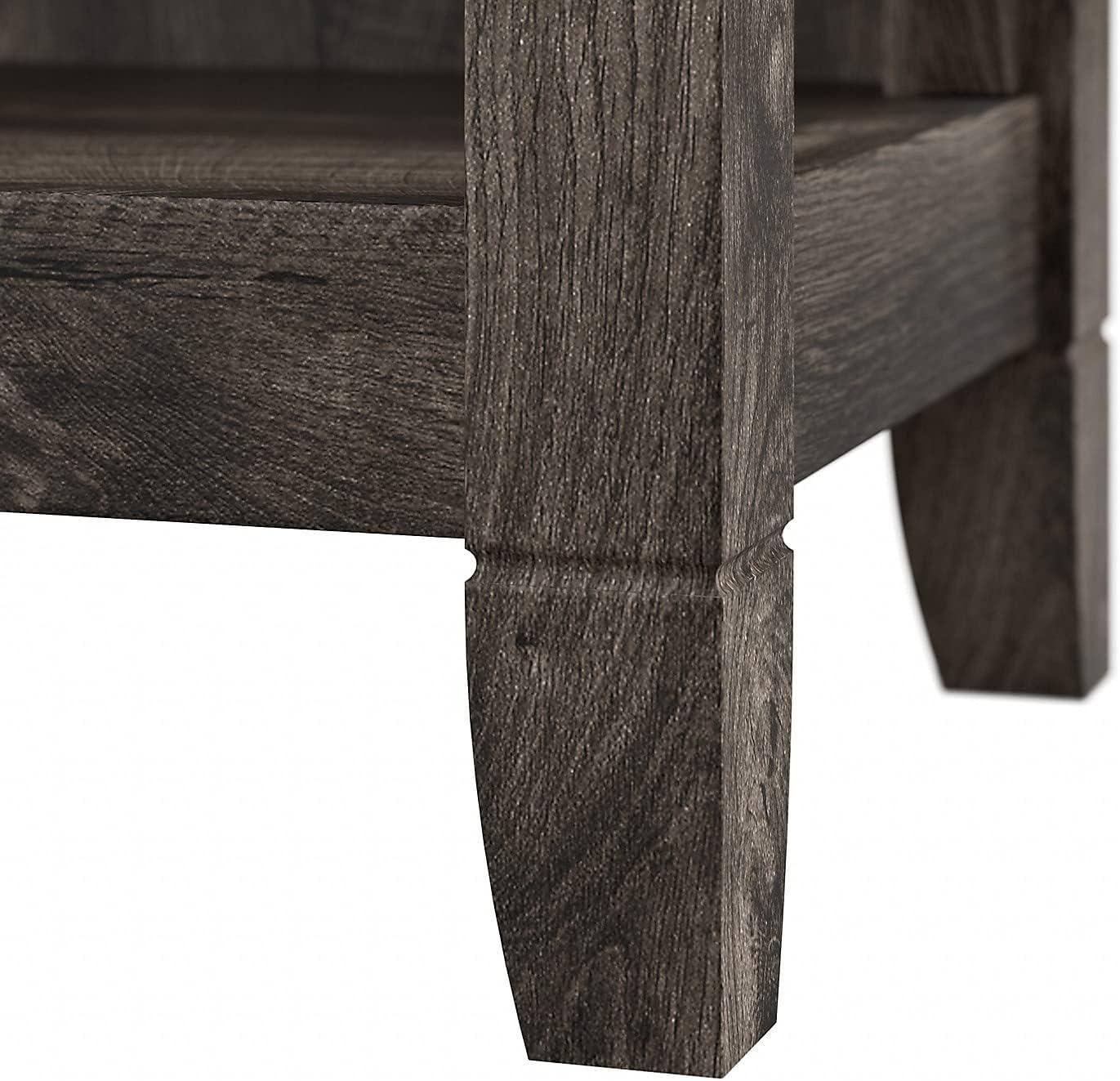 Bowery Hill 5 Shelves Coastal Wood Tall Bookcase in Dark Gray
