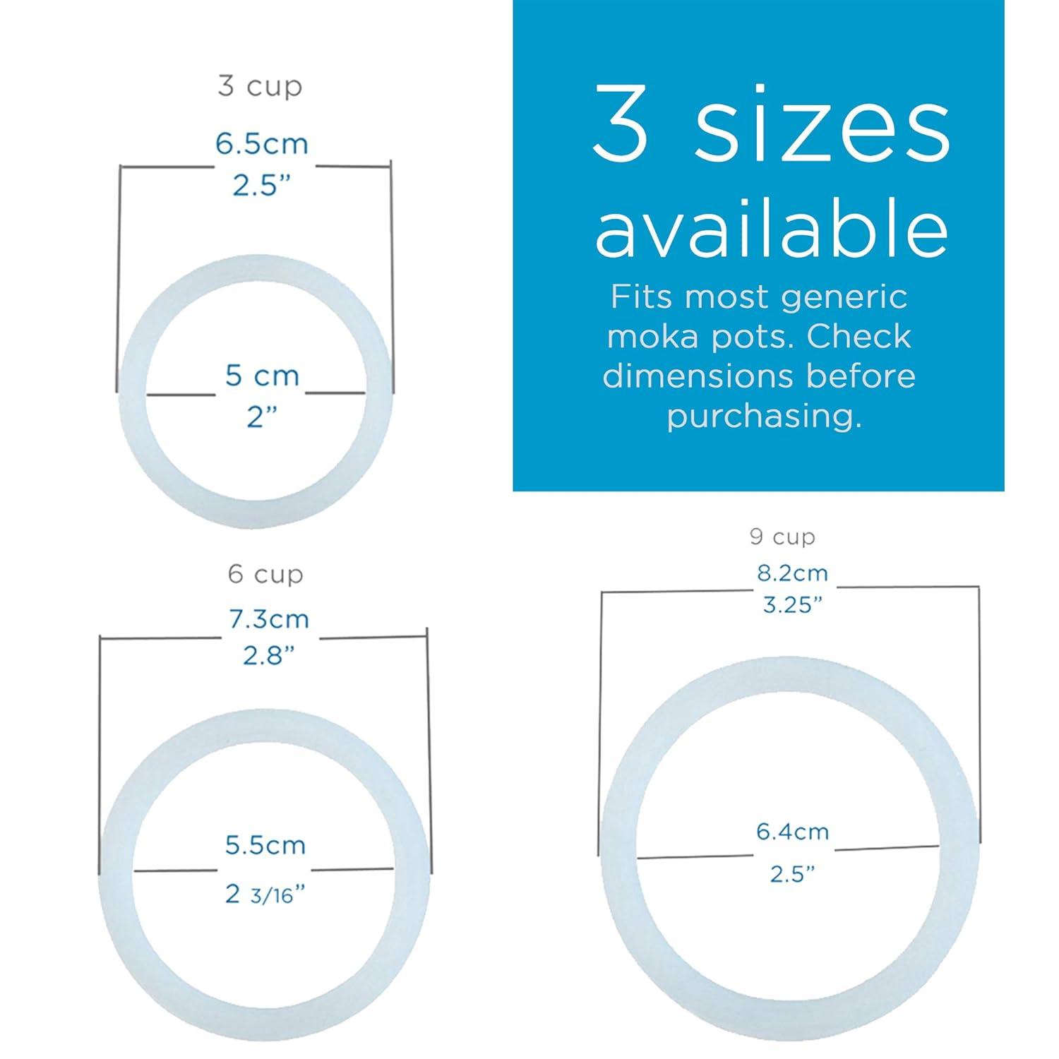 GROSCHE Milano Stovetop Espresso Maker Replacement - 9 Espresso Cup Size Silicone Gasket Seals (3 Seals) & 1 Replacement Filter Screen Kit for Moka Pots