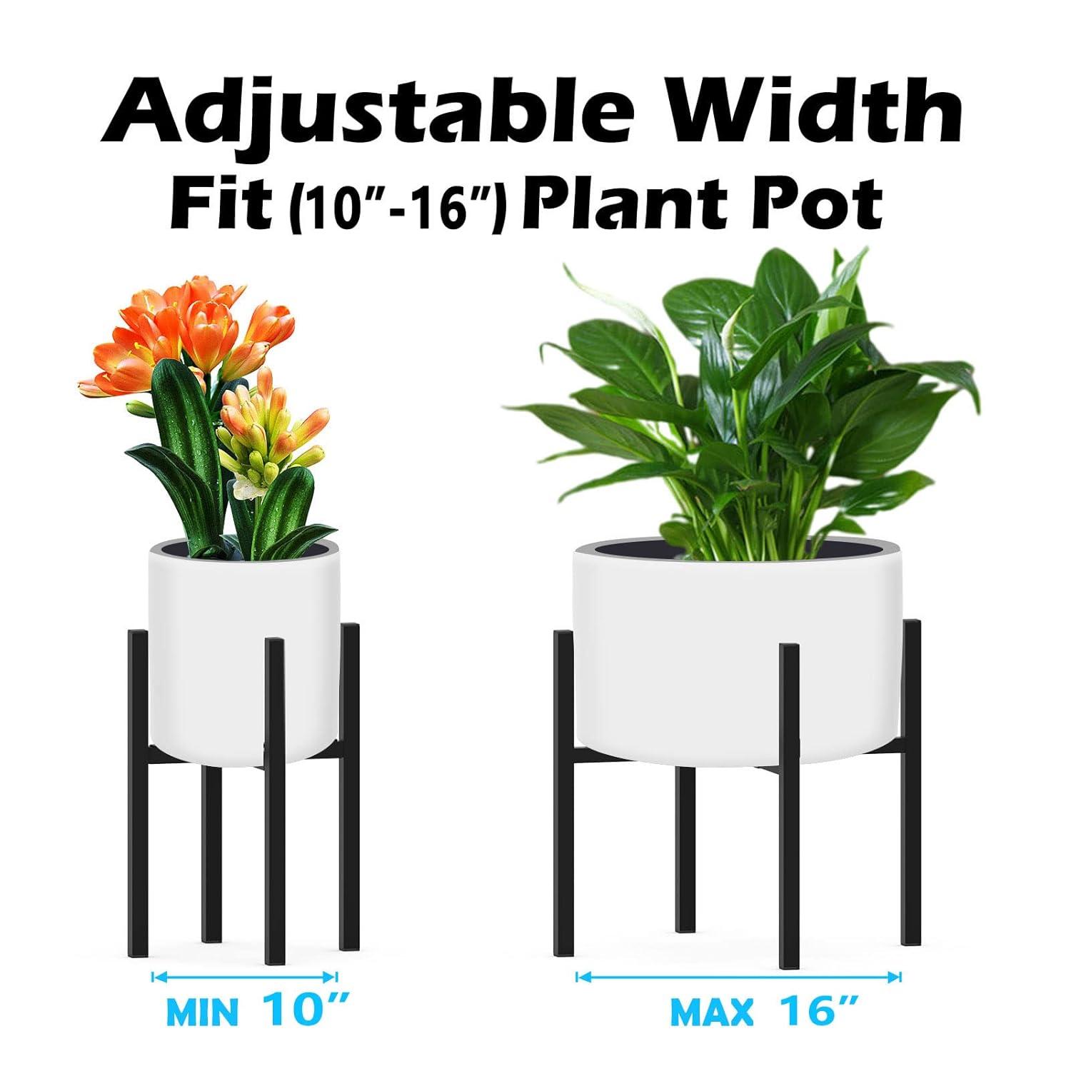 Heavy Plant Stand For 10" 16" Pot Indoor Outdoor Corner Adjustable Metal Duty Large (Black 1 Pack)