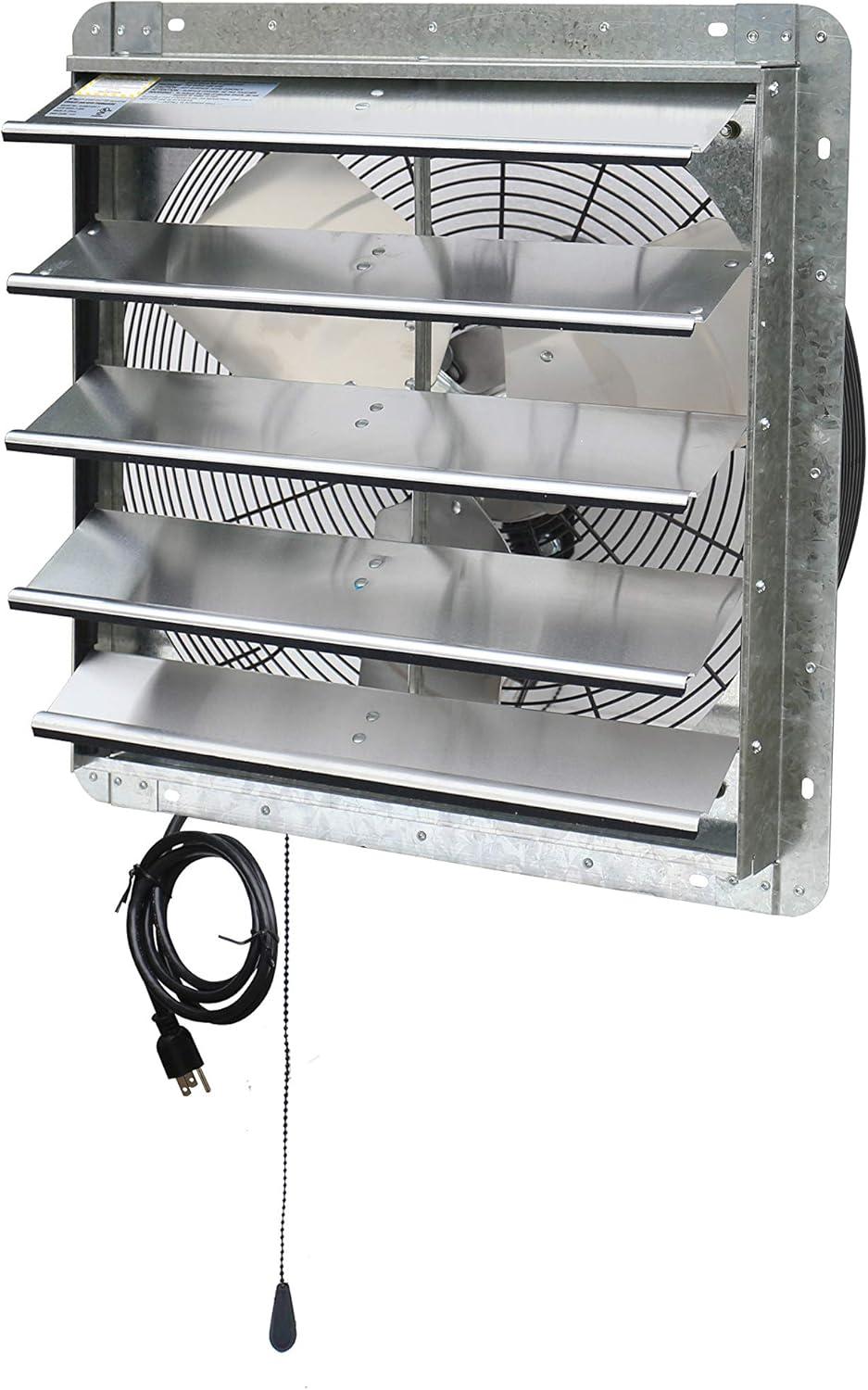 iLIVING ILG8SF20V-T 20 inch Shutter Exhaust Attic Garage Grow, Ventilation Fan with 3 Speed Thermostat 6 Foot Long 3 Plugs Cord, 20" - Variable, 3368 CFM, 5000 SQF Coverage Area, Silver