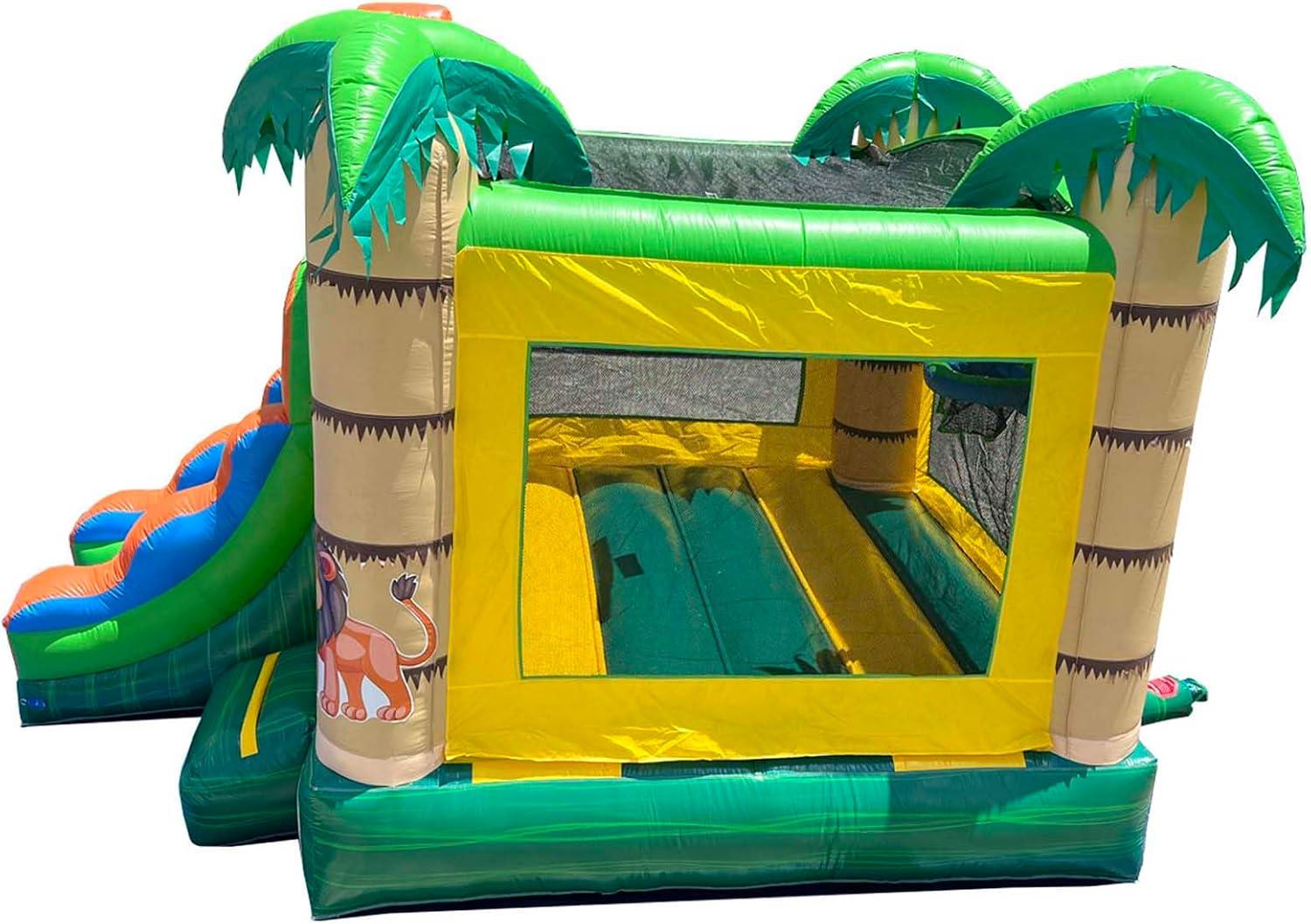 Pogo Bounce House Crossover Bounce House with Slide, Tropical Smiley Face, No Blower