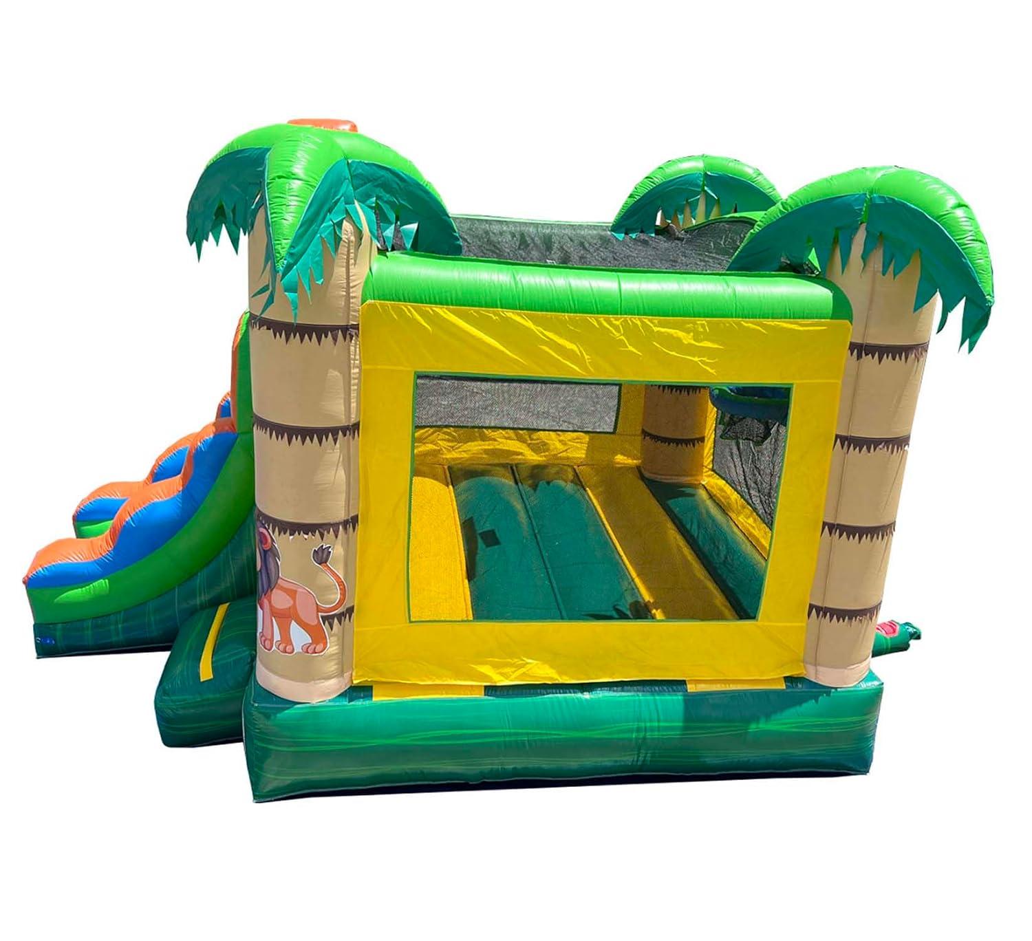 Pogo Bounce House Crossover Bounce House with Slide, Tropical Smiley Face, No Blower