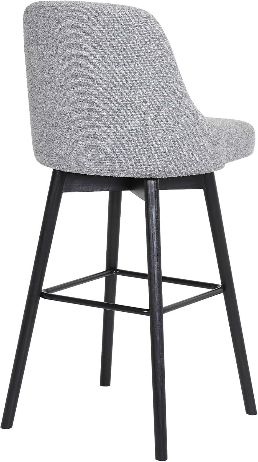 Armen Living Indoor Sicily 26" Swivel Black Wood Counter Stool in Gray Faux Leather