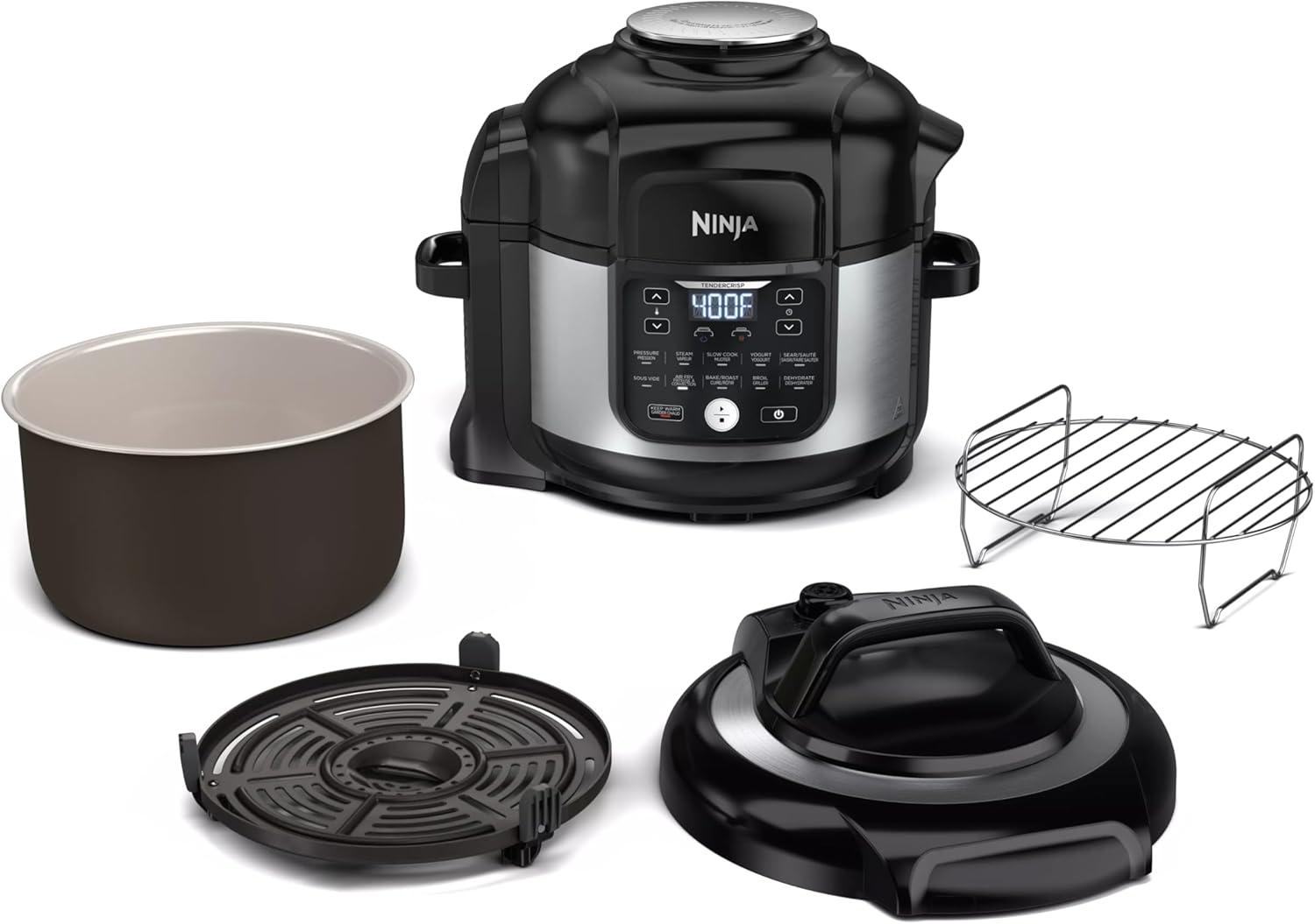 Ninja Foodi Black and Stainless Steel 6.5-Qt 11-in-1 Pressure Cooker Air Fryer