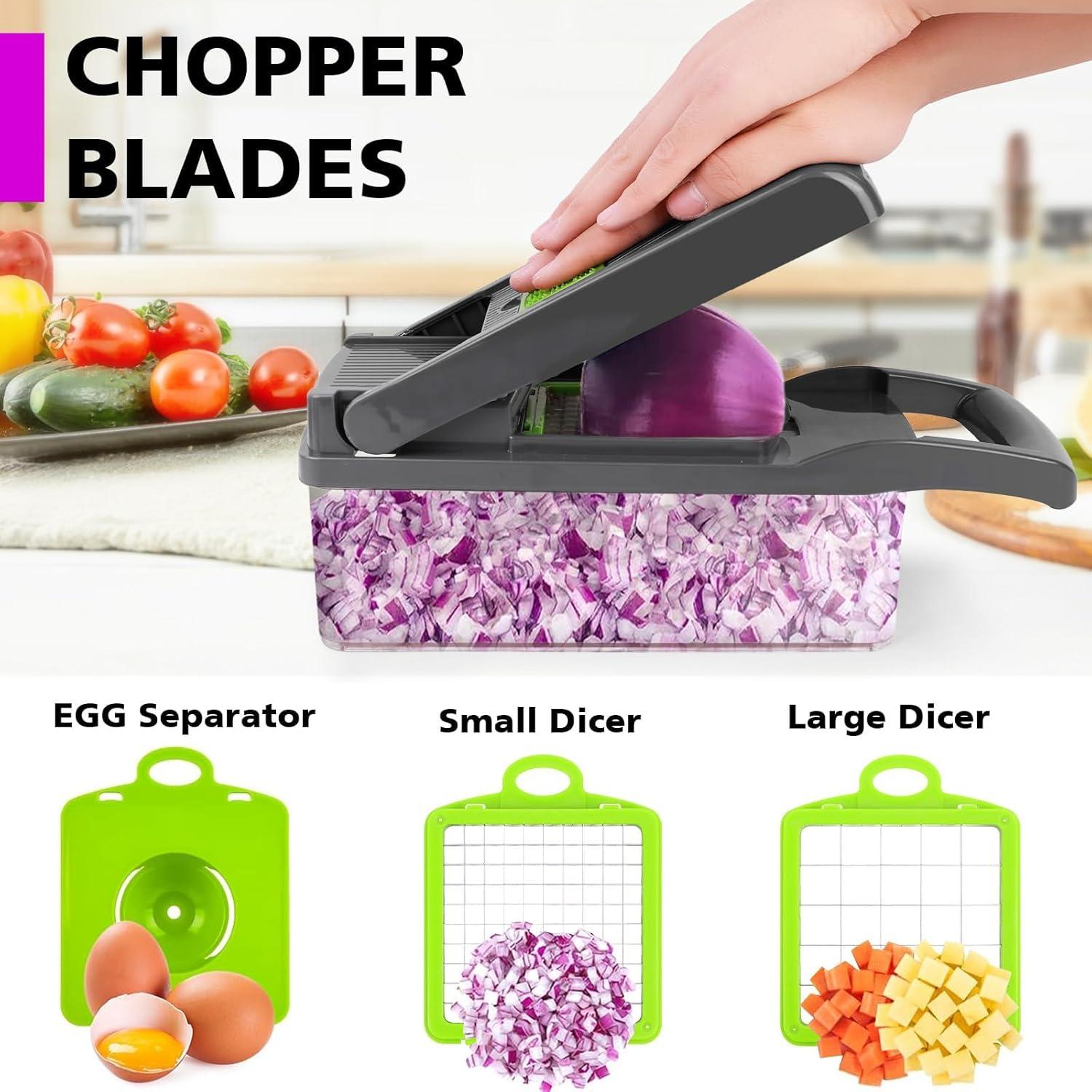 Vegetable Chopper,Pro Onion Chopper,14 in1 Multifunctional Food Chopper,Kitchen Veggie Chopper with 8 Blades,Vegetable Chopper With Container ,Vegetable Slicer Dicer Cutter,Salad,Garlic Chopper