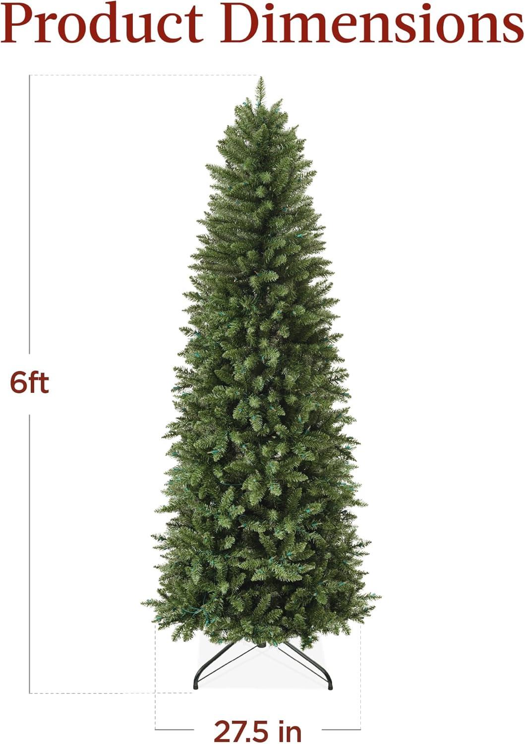 Best Choice Products Pre-Lit Spruce Pencil Christmas Tree w/ Incandescent Lights