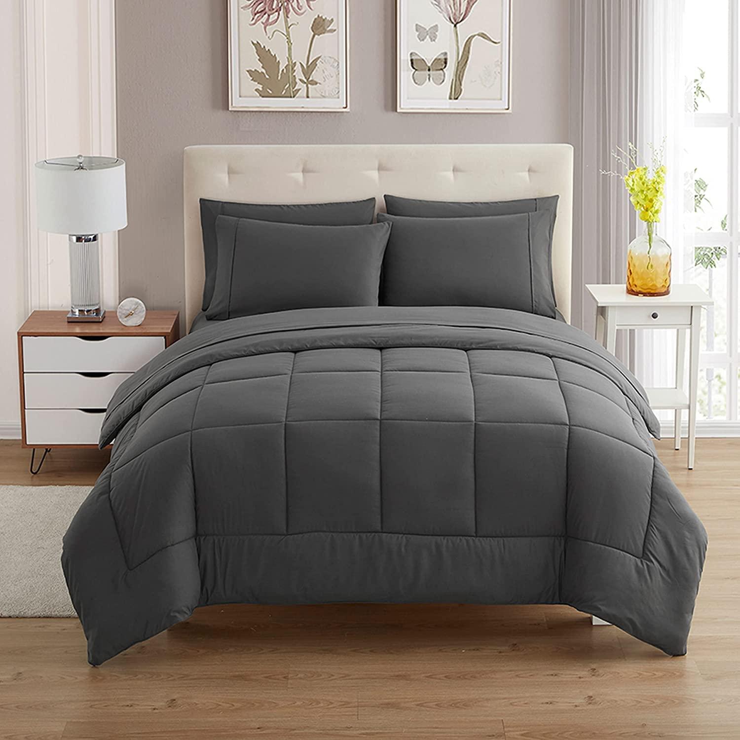 Sweet Home Collection All Season Bed-in-A-Bag 5pc/7pc Solid Color Comforter & Sheet Set Ultra Soft Bedding by Sweet Home Collection