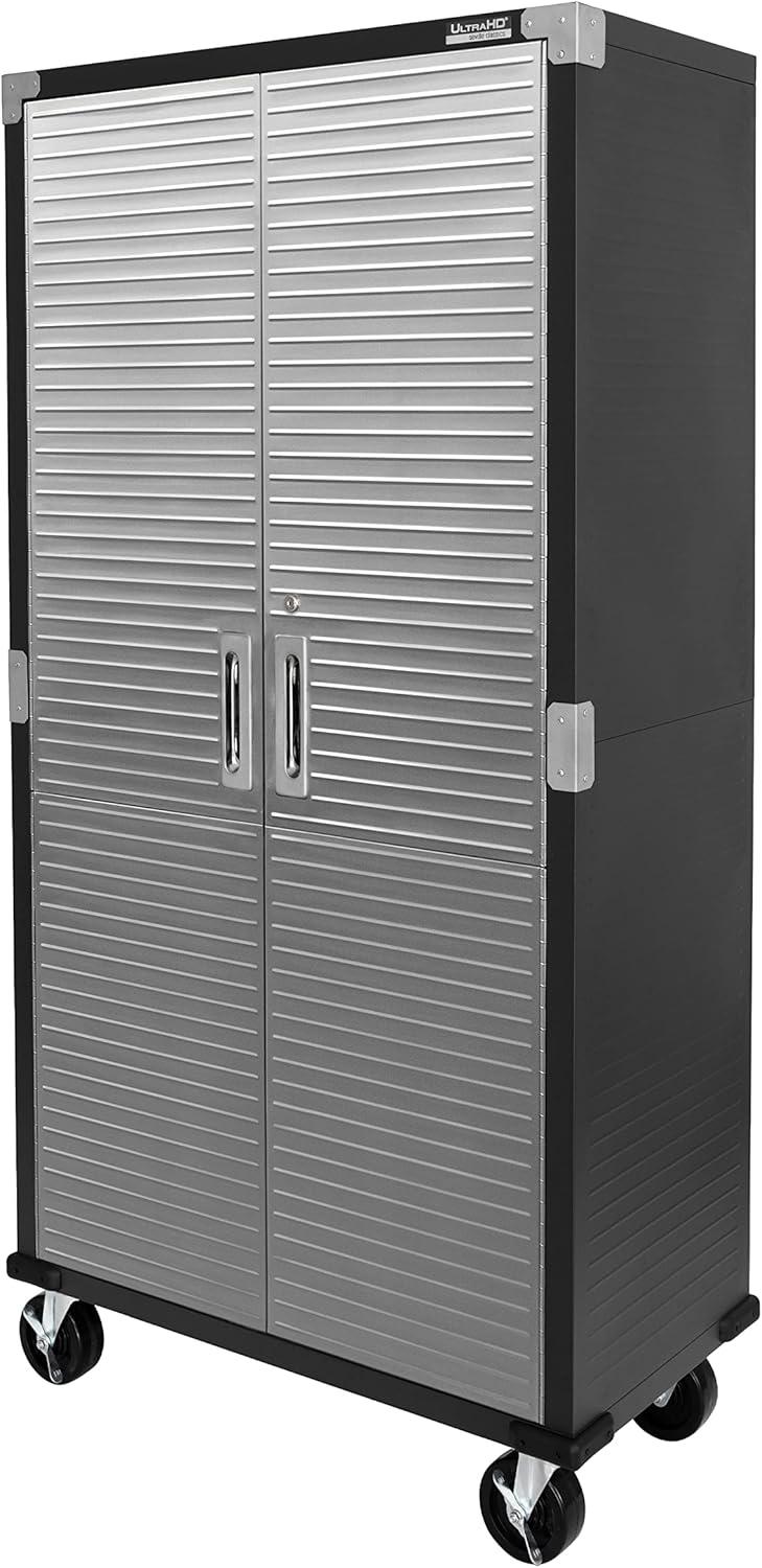 Seville Classics UltraHD Steel Body Lockable Storage Filing Cabinet Organizer Locker Shelving Unit 36" W x 18" D x 72" H, Satin Graphite