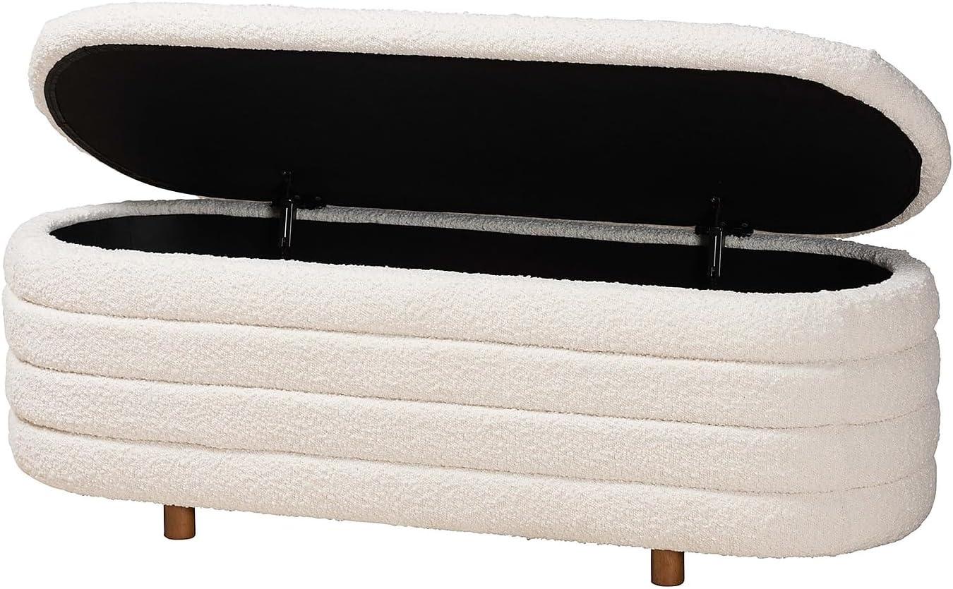 Betiana Fabric and Wood Storage Bench Cream/Walnut Brown - Baxton Studio: Japandi-Inspired, Lift-Top, Foam Padded