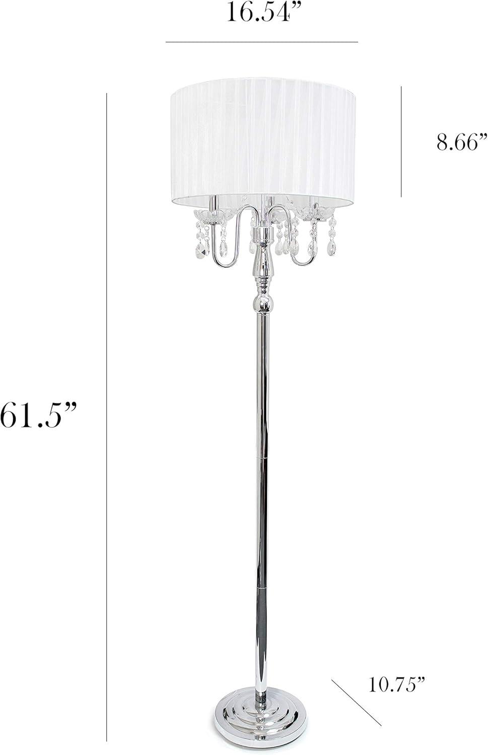 Trendy Romantic Sheer Shade Floor Lamp with Hanging Crystals  - Elegant Designs