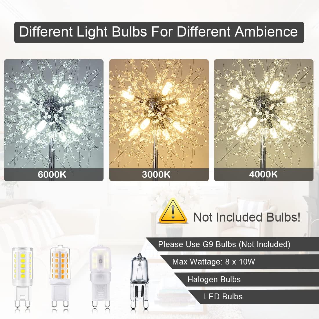 Airposta Crystal Floor Lamp - Elegant Standing Lamp, 69" Tall, Modern Design, 32 Firework Crystal Harnesses, Chrome Finish