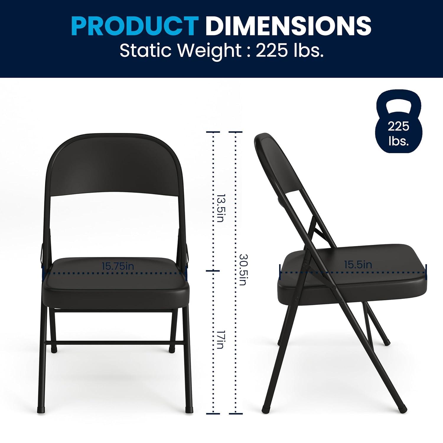 Flash Furniture HERCULES Series Double Braced Black Metal Folding Chair