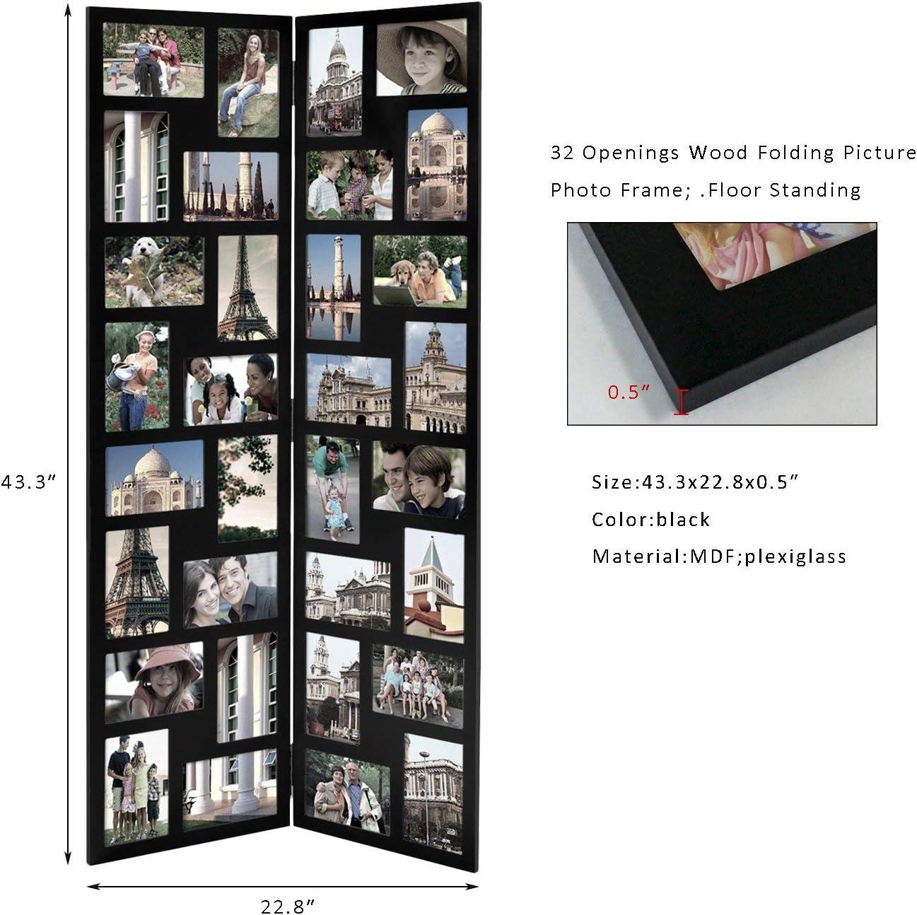 Black Wood Hinged Folding Screen Collage Picture Frame