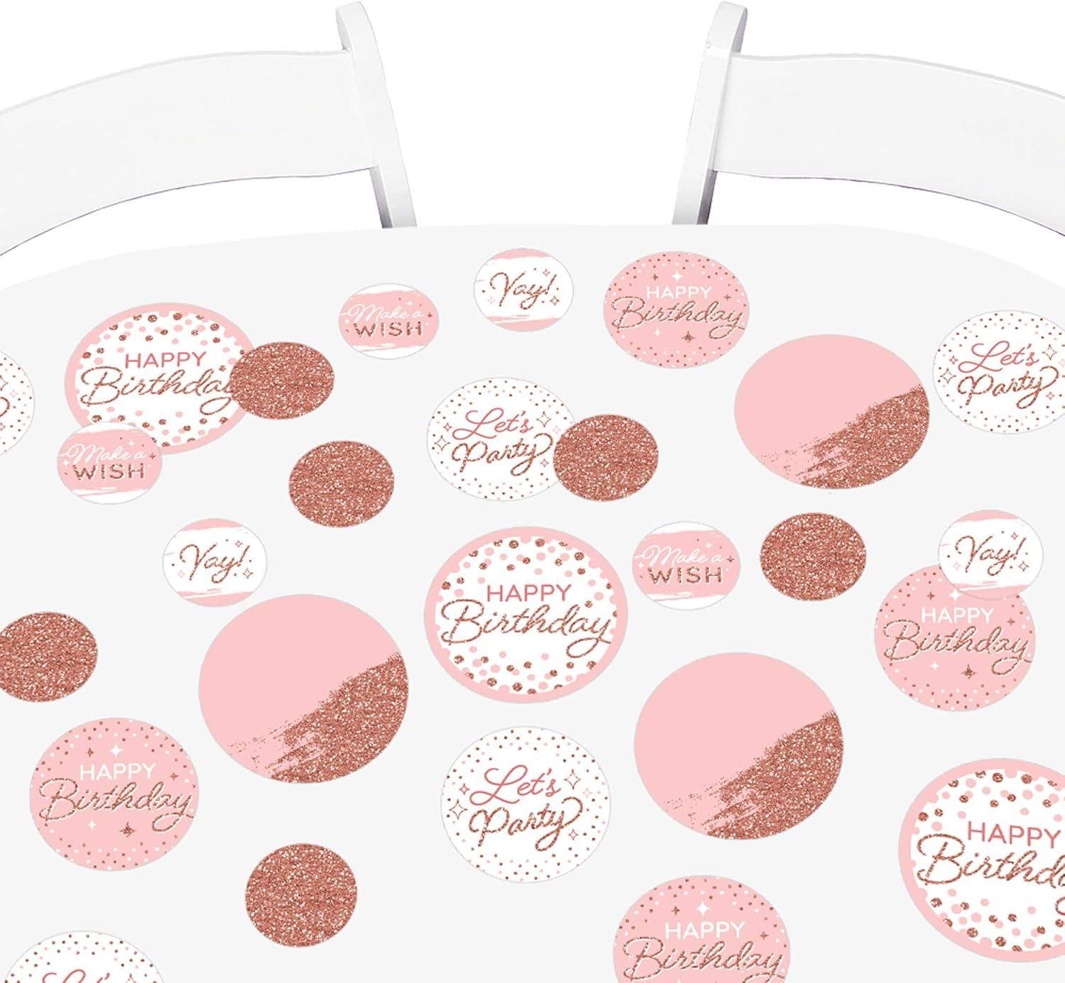 Big Dot of Happiness Pink Rose Gold Birthday - Happy Birthday Party Giant Circle Confetti - Party Decorations - Large Confetti 27 Count