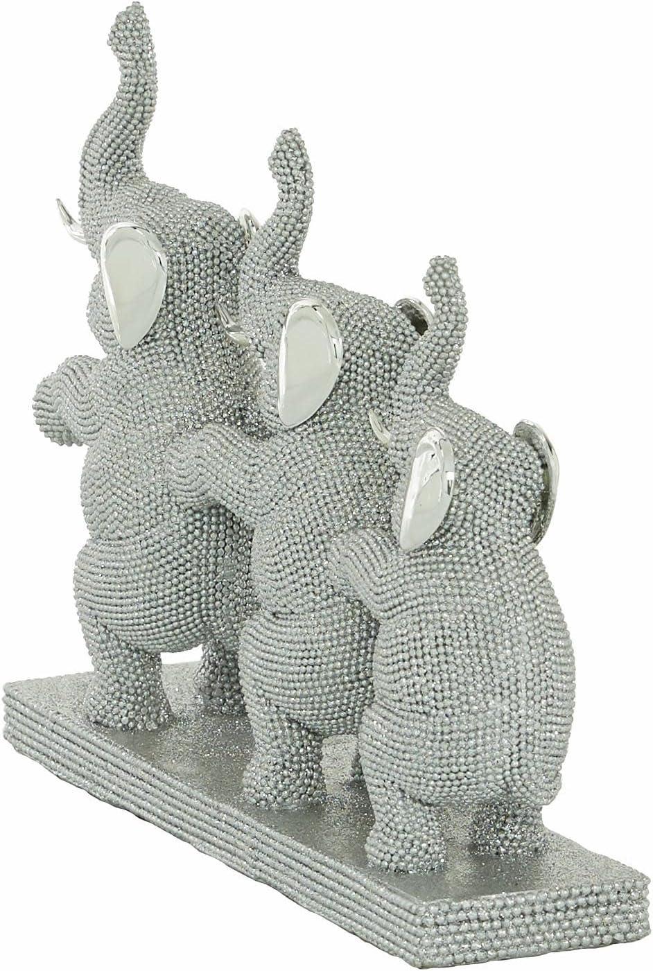 11" x 9" Silver Polystone Elephant Sculpture, by DecMode