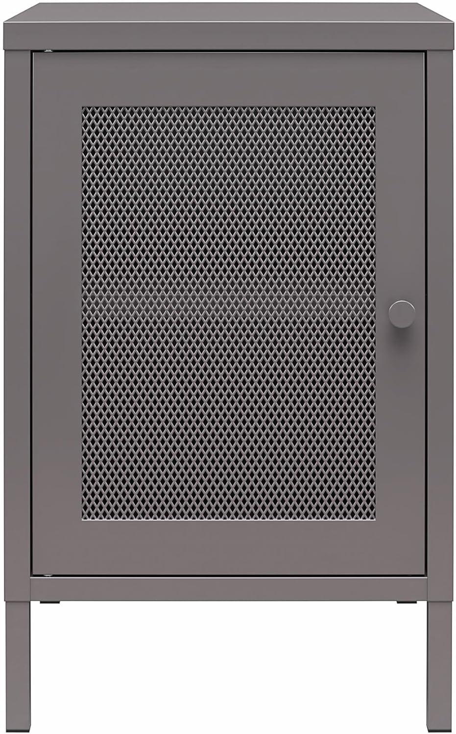 RealRooms Shadwick 1 Door Metal Locker Style End Table with Perforated Metal Mesh Door, Graphite Gray