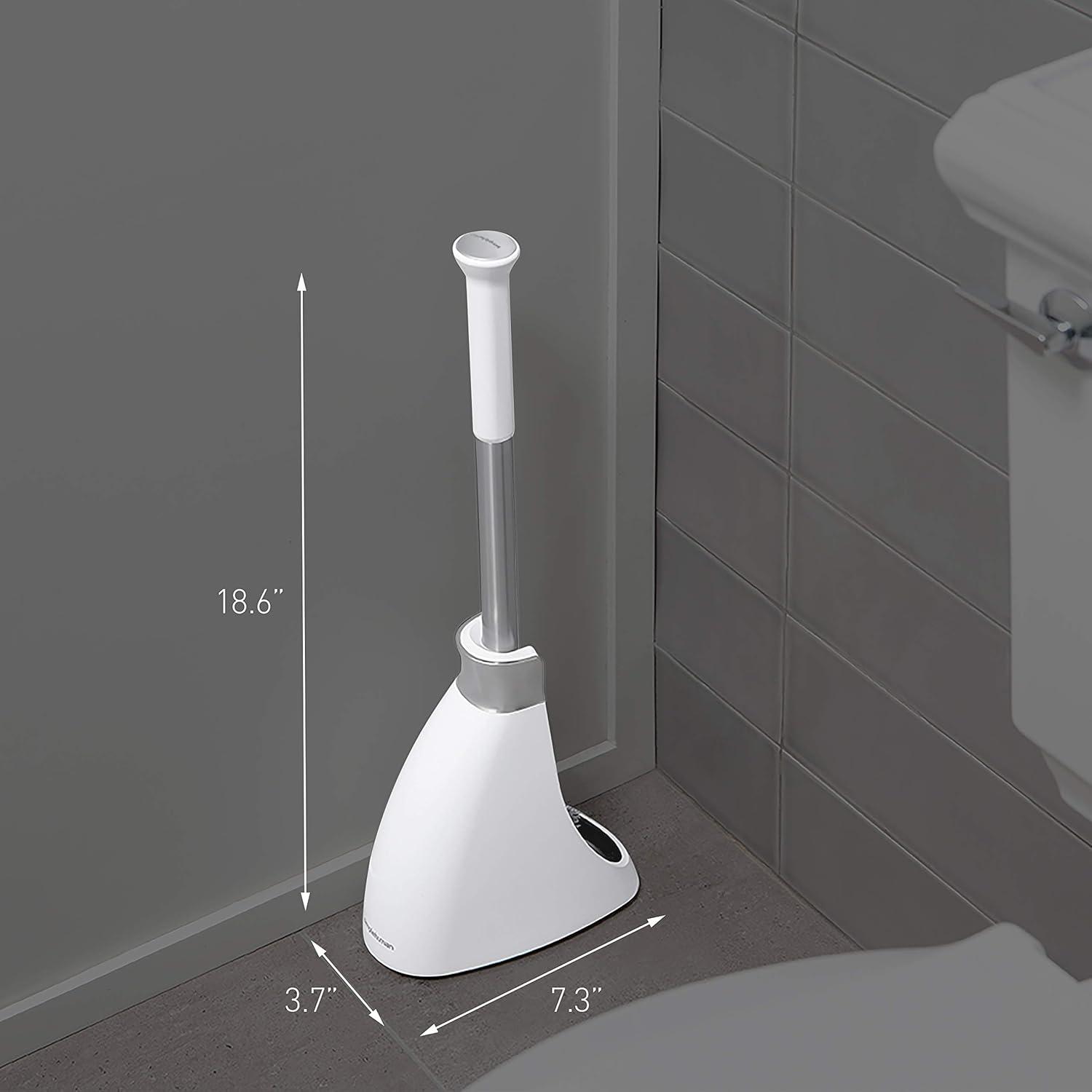 White Stainless Steel Toilet Brush with Caddy