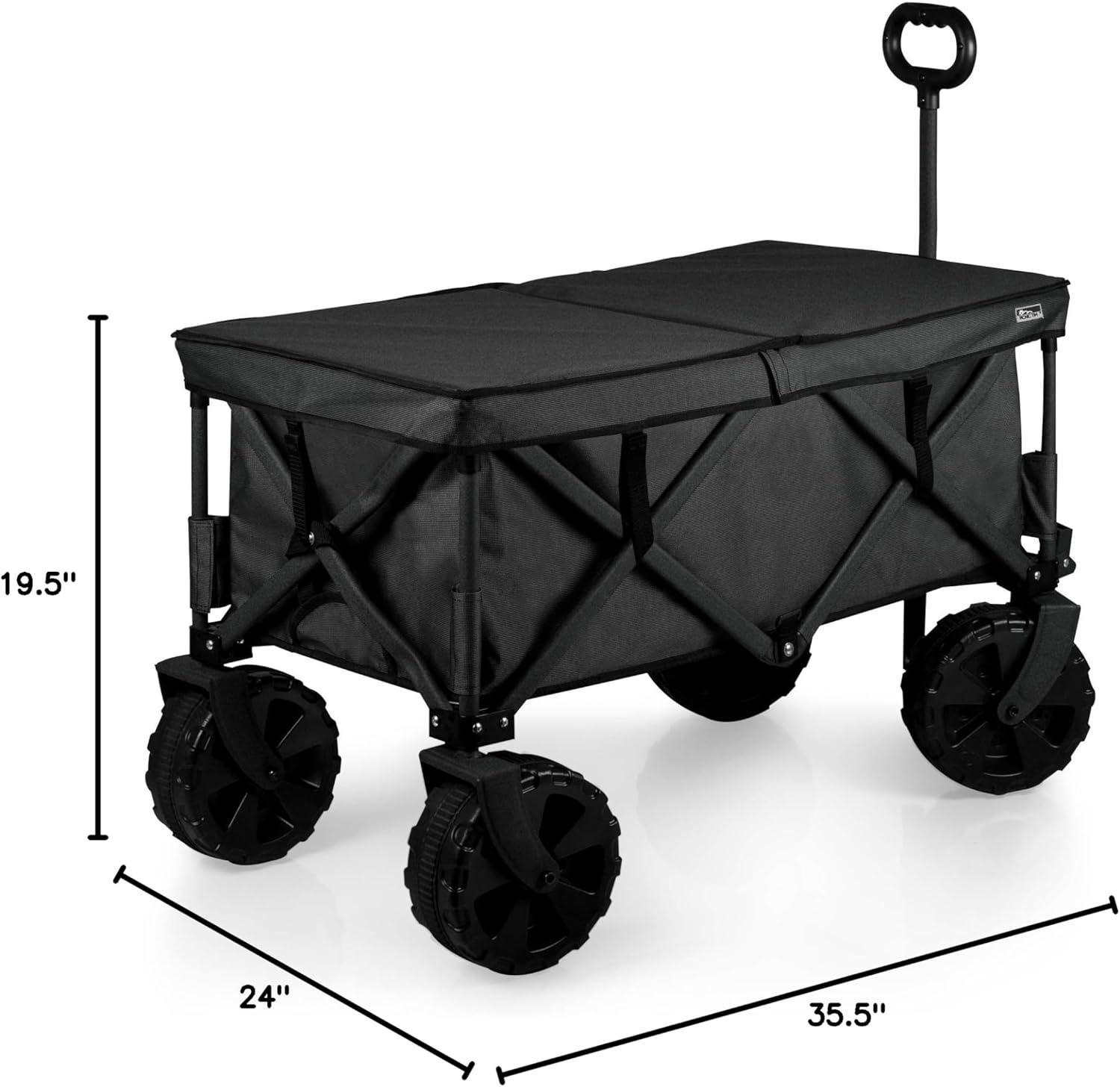 ONIVA™ Adventure Wagon Elite All-Terrain Folding Beach Wagon with Big Wheels plus Table Top Lid & Soft Cooler Liner - Collapsible Utility Wagon