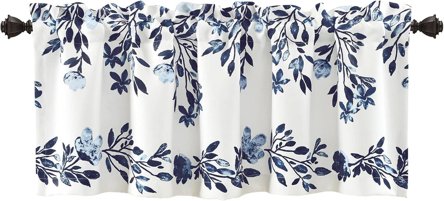 Tanisha Navy and White Floral Light Filtering Valance