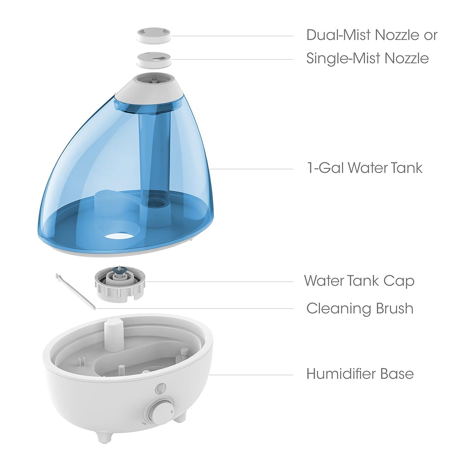 Large White and Blue Ultrasonic Cool Mist Humidifier with Auto Shutoff