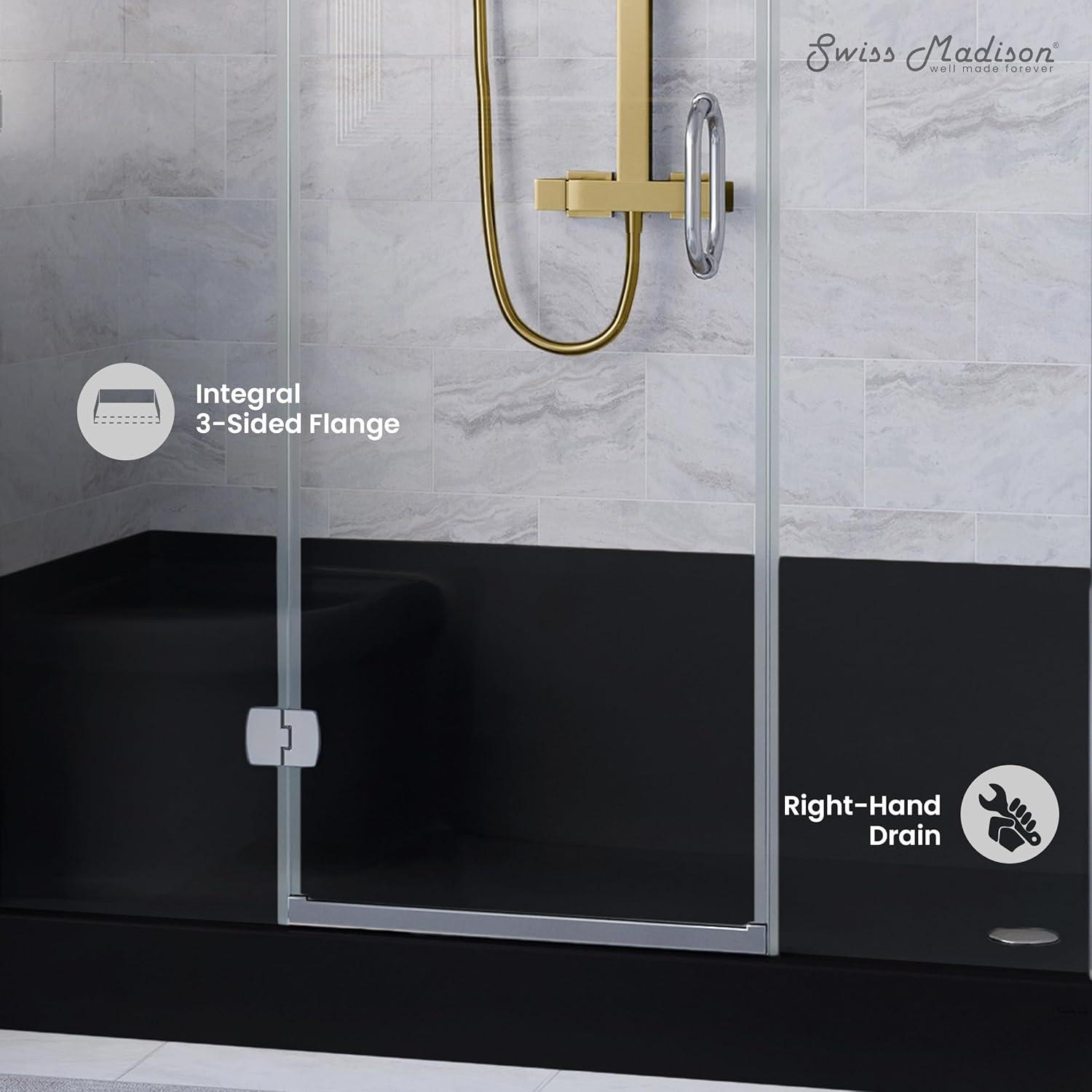 Aquatique 60" x 32" Shower Base in Matte Black