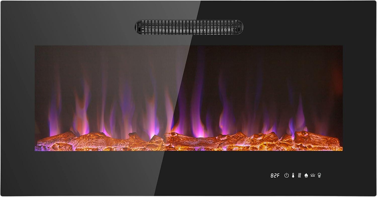 Prominence Home 36x19" Electric Remote Controlled LED Wall Mount Fireplace with Adjustable Heat and Brightness Settings