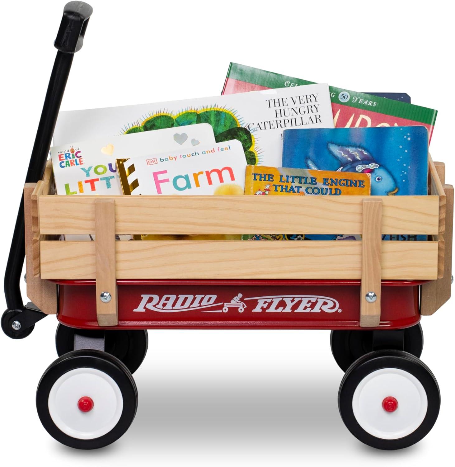 Radio Flyer My 1st Miniature Steel & Wood Wagon, 19" Long Toy Wagon for Kids 1.5+