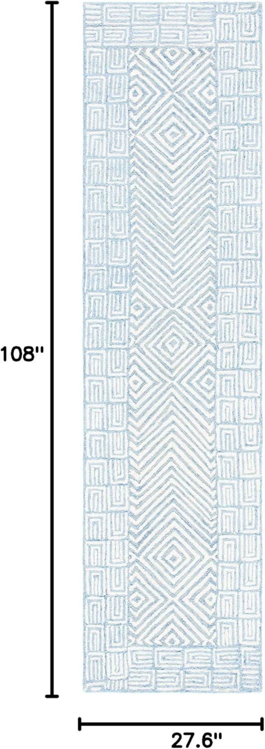 SAFAVIEH Roslyn Kaelee Geometric Runner Rug, Light Blue/Ivory, 2'3" x 9'