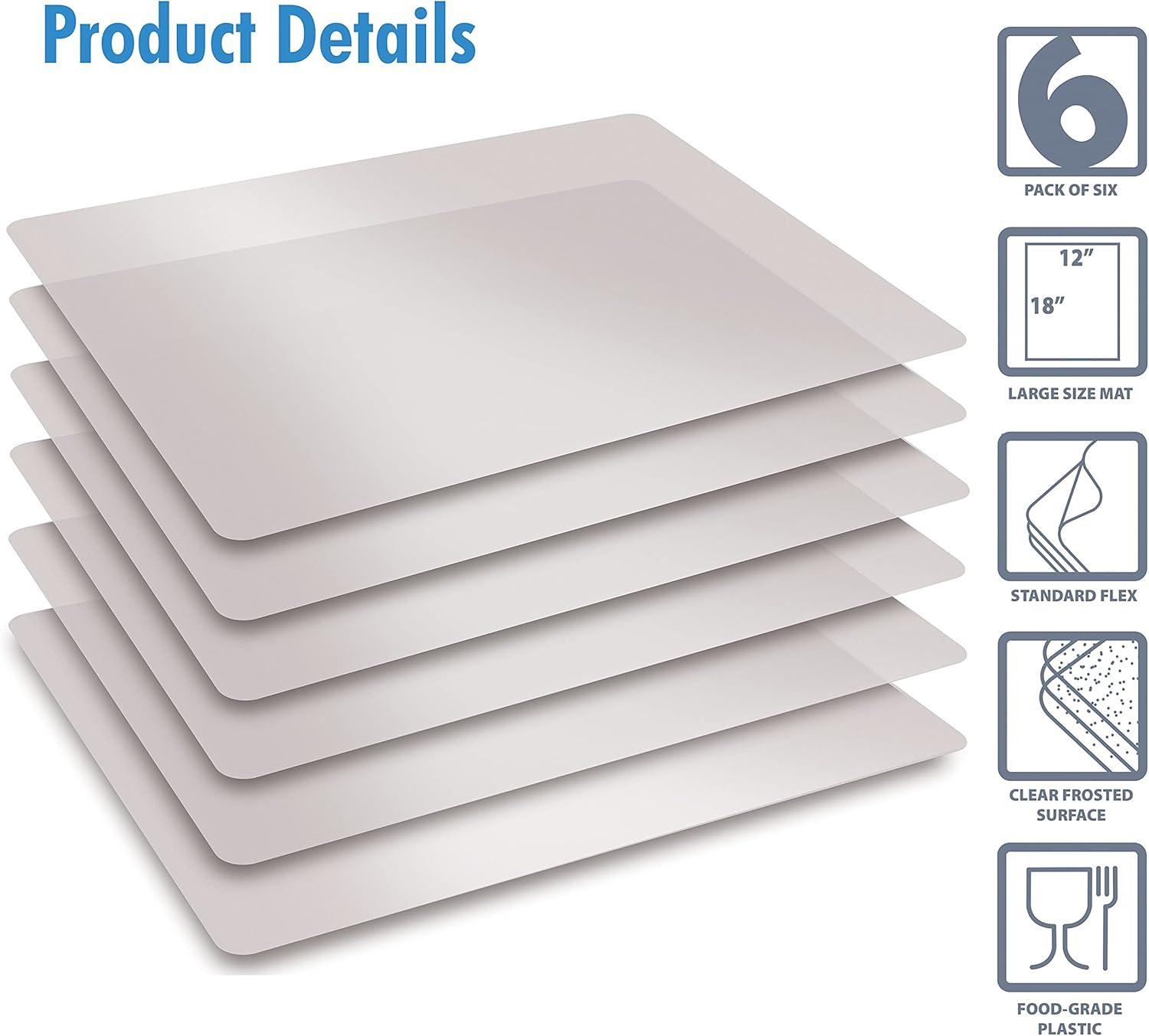 extra thick flexible frosted clear plastic cutting mats, 12" x 18", set of 6, by better kitchen products
