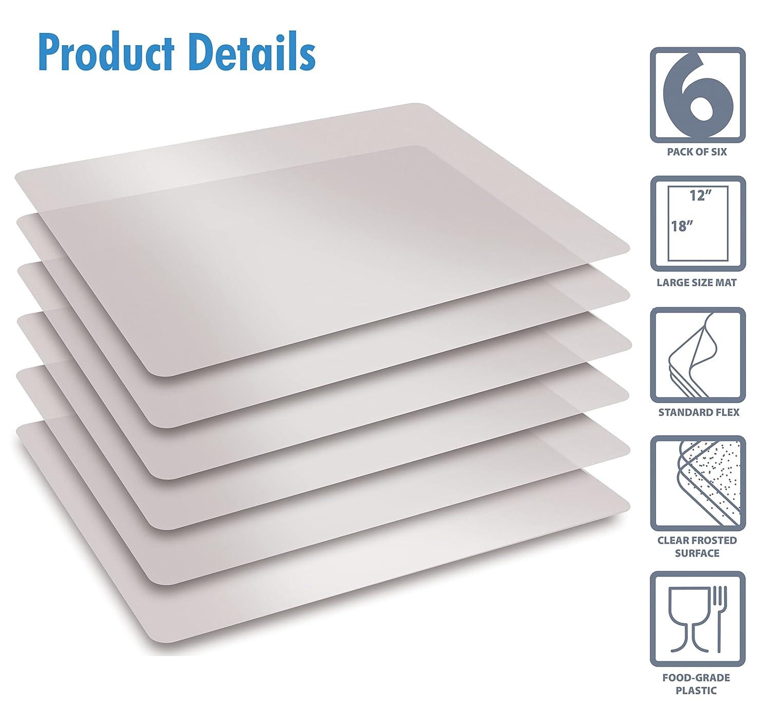 extra thick flexible frosted clear plastic cutting mats, 12" x 18", set of 6, by better kitchen products