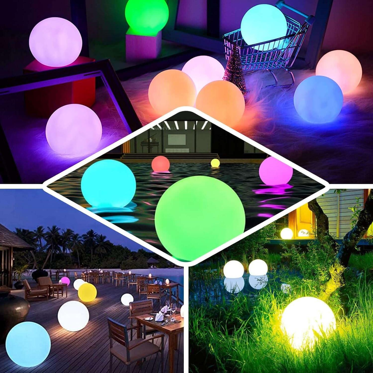 Efavormart 24” Cordless Floating Pool Lights with Remote, Garden Lights 16 RGB Colors With 4 Color Modes Light Up Ball for Swimming Pool, Back Yard, Fountain, Garden, Pathway, Lawn