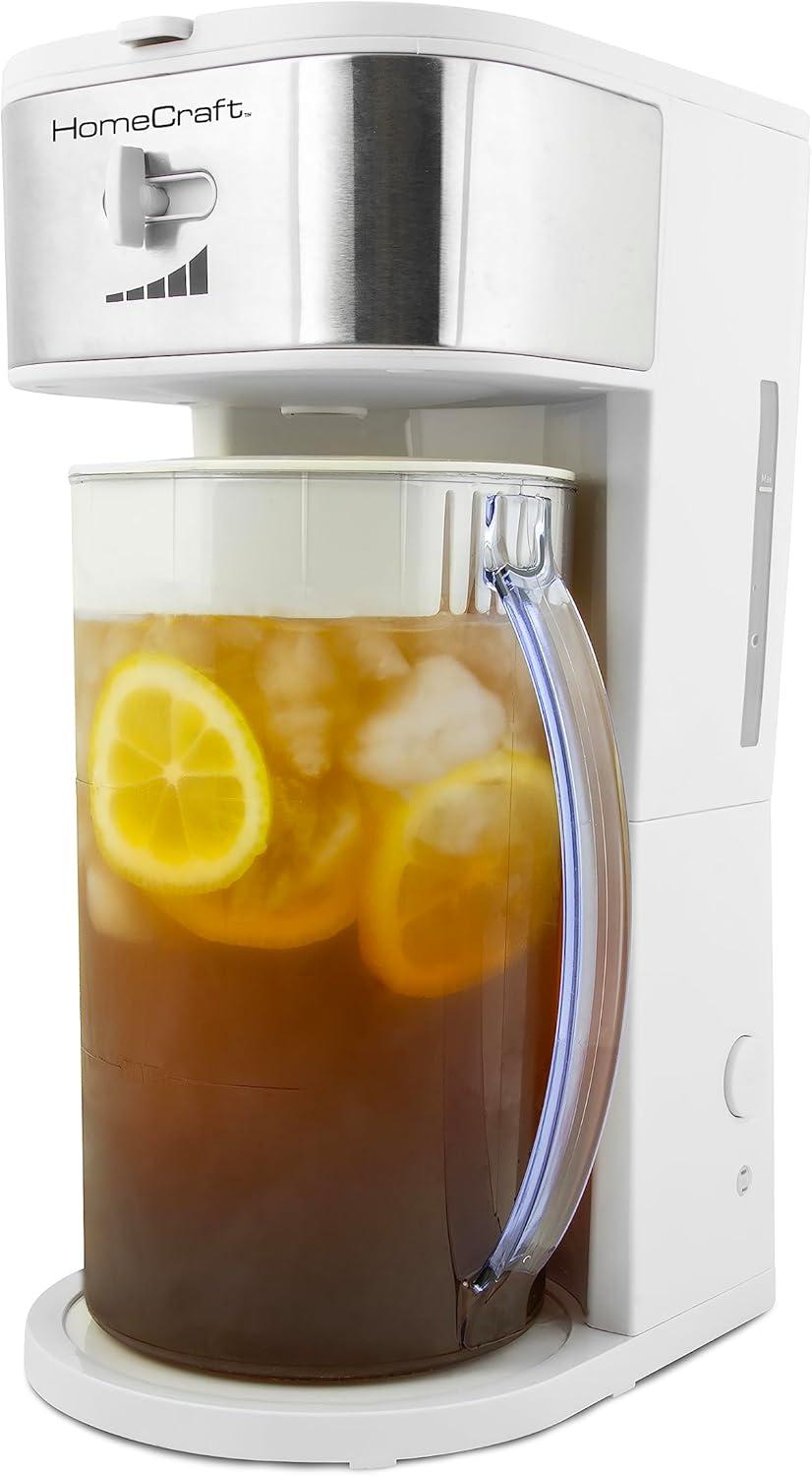 HomeCraft 3-Quart White Stainless Steel Café' Ice Iced Coffee and Tea Brewing System
