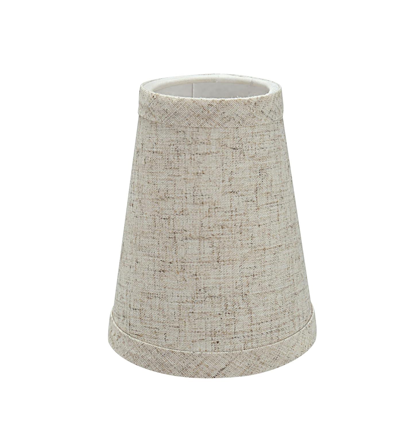 Aspen Creative 32665-2 Small Hardback Empire Shape Chandelier Clip-On Lamp Shade Set (2 Pack), Transitional Design in Beige, 4" bottom width (2 1/2" x 4" x 5" )