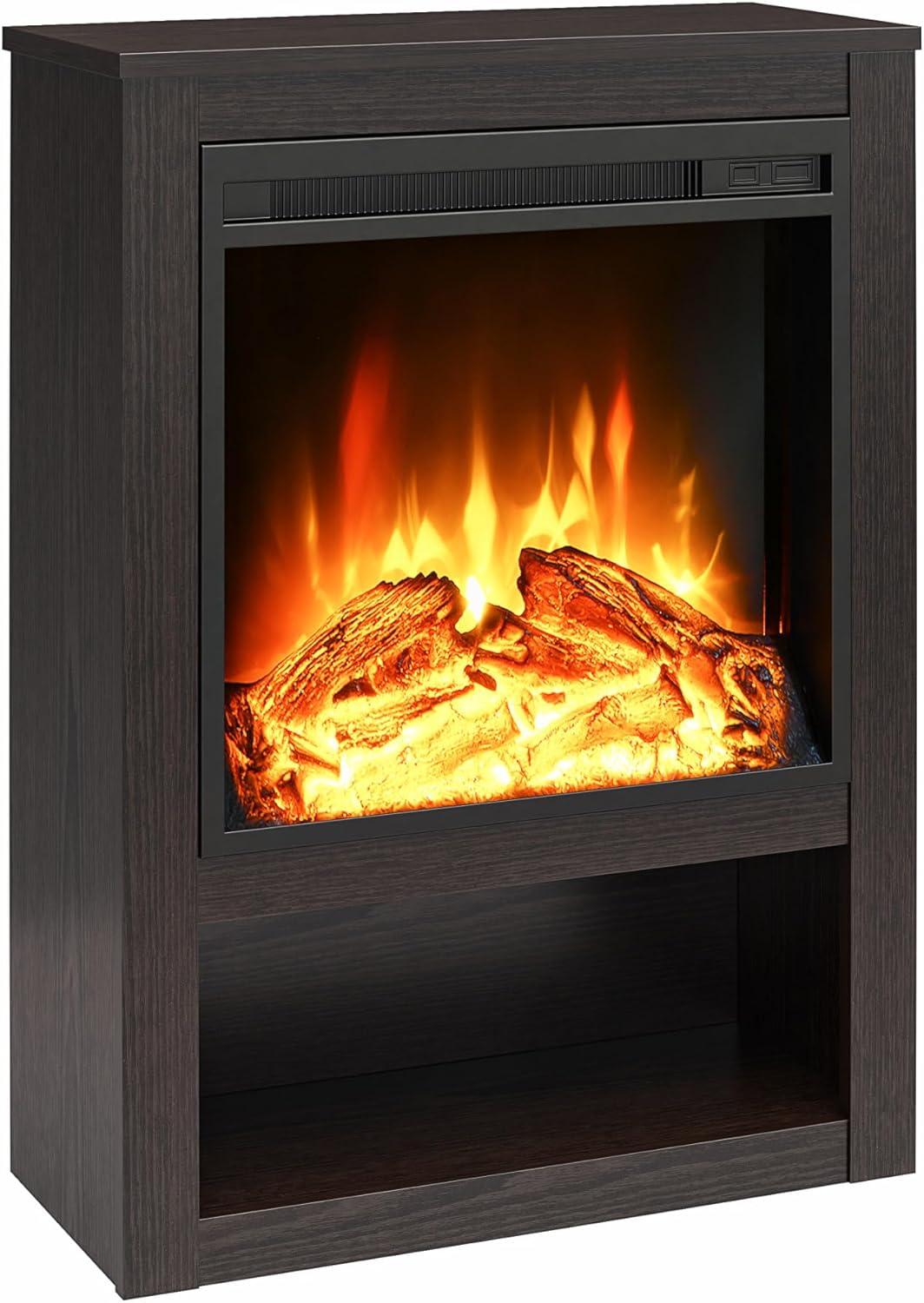 Espresso 22-Inch Electric Fireplace with Mantel and Shelf