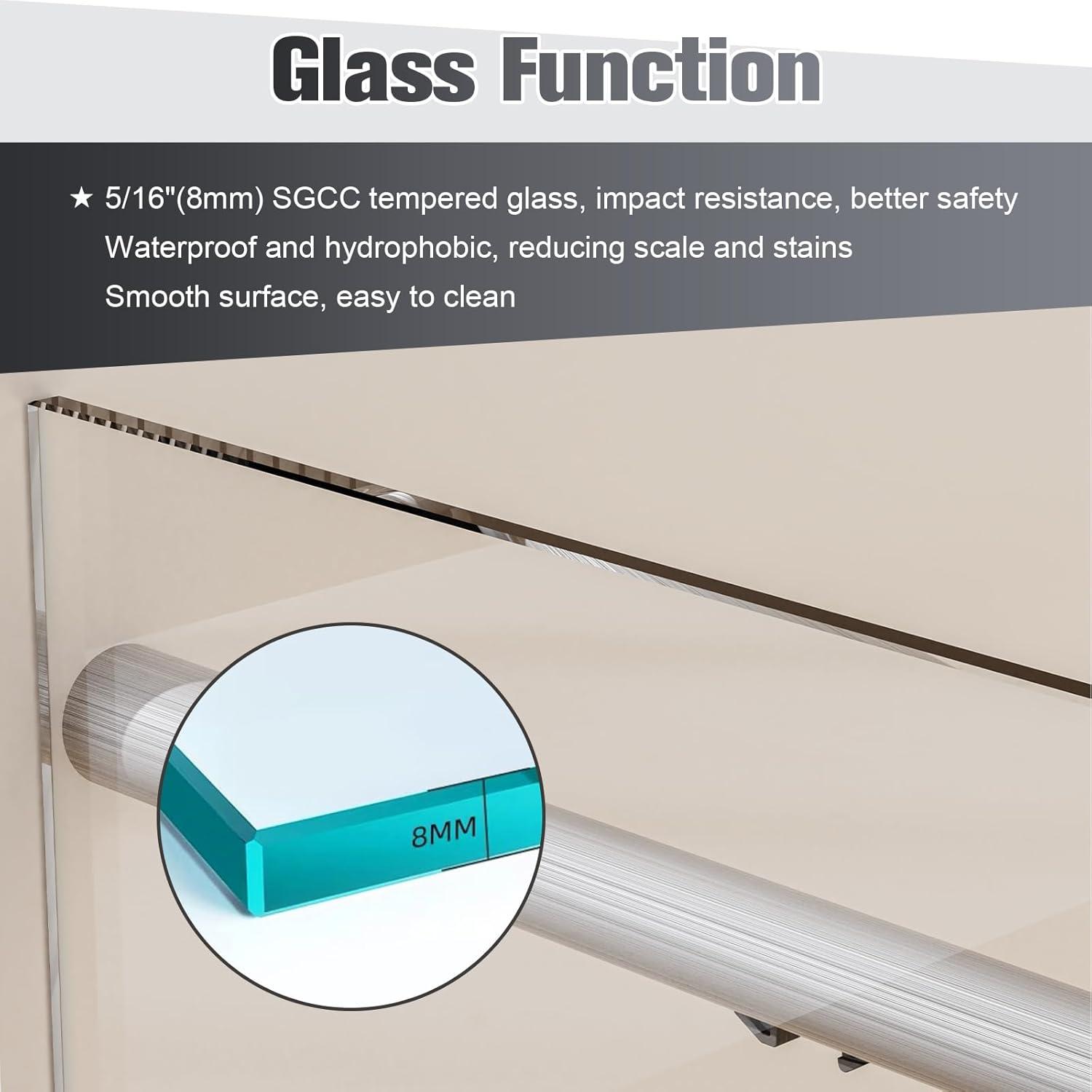 56 - 60 in. W x 58 in. H Semi-Frameless Sliding Bathtub Door in Finish with Clear SGCC Tempered Glass