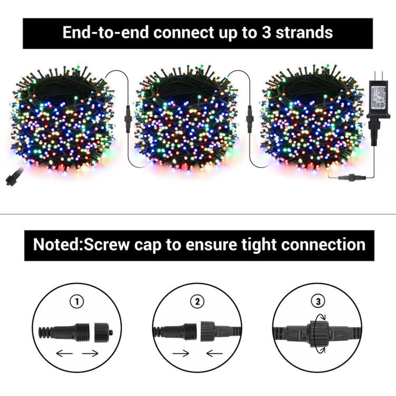 114ft Outdoor Christmas String Lights, 300 LED Connectable with Timer, 8 Modes Multicolor Fairy Twinkle Lights for Indoor/Outdoor Xmas Decorations