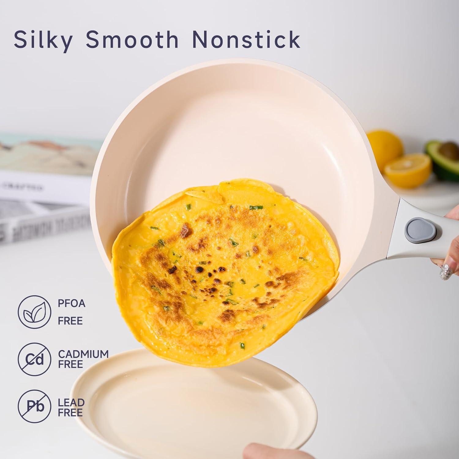 JEETEE 22pcs NonStick Ceramic Induction Cookware Sets, Pots and Pans With Removable Handles, Kitchen Non Toxic Pot Sets PFAS & PFOA Free