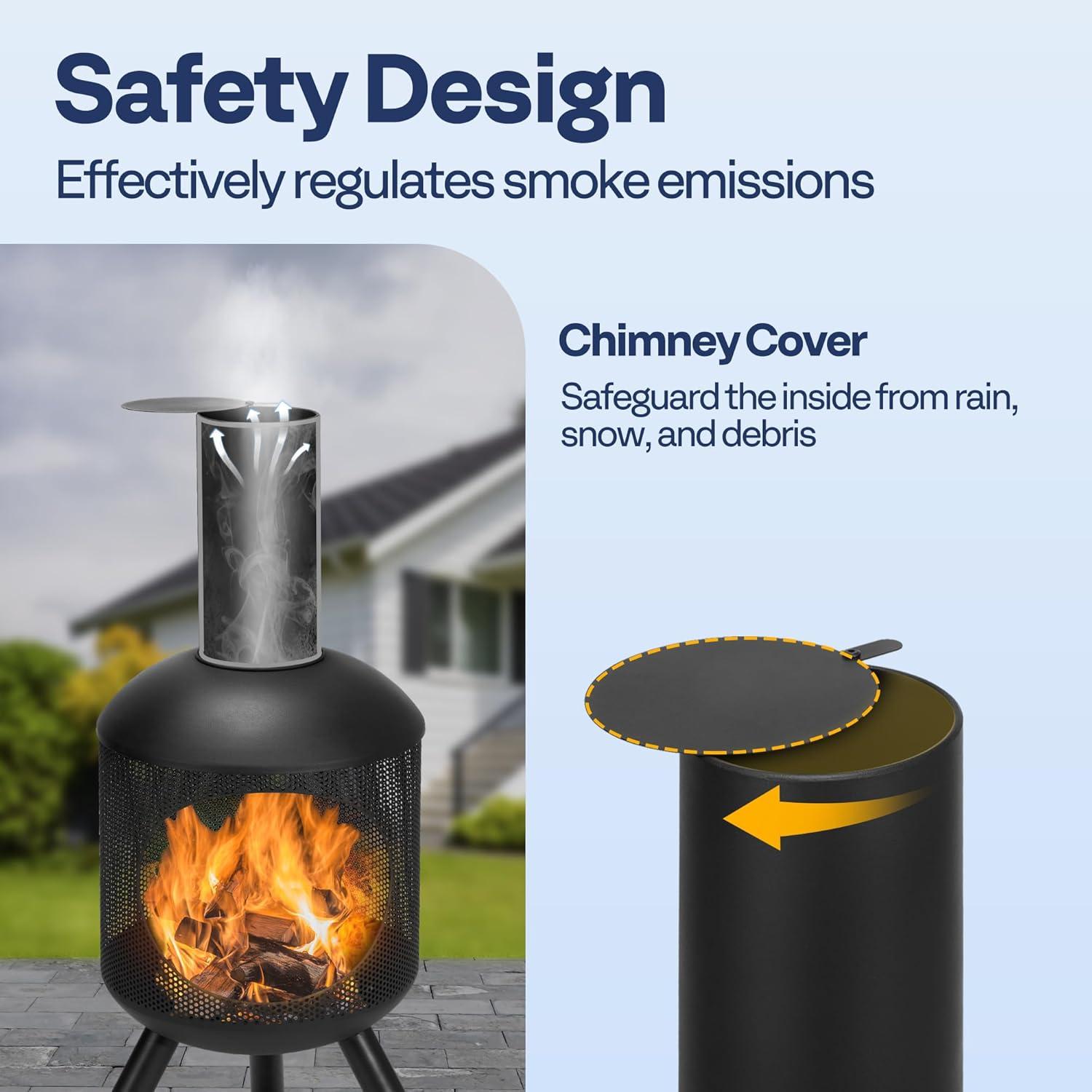 Romn 46.7'' H Steel Outdoor Chiminea