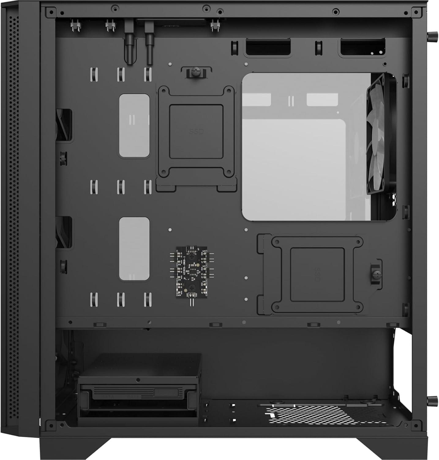 Montech Black Micro-ATX Tower with ARGB Fans and Tempered Glass